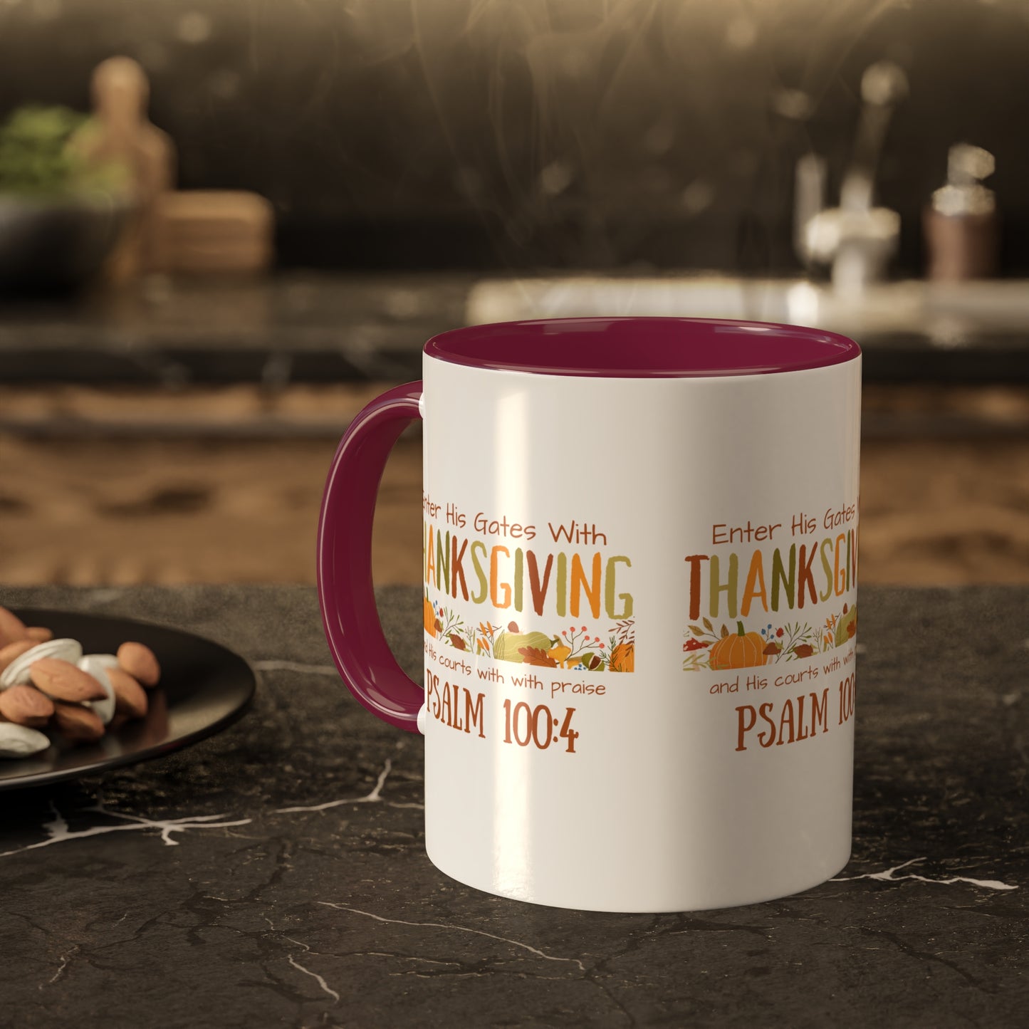 Thanksgiving Psalm 100:4 Colorful Mugs, 11oz