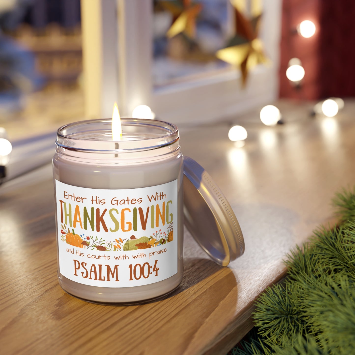 Thanksgiving Psalm 100:4 Scented Candles, 9oz