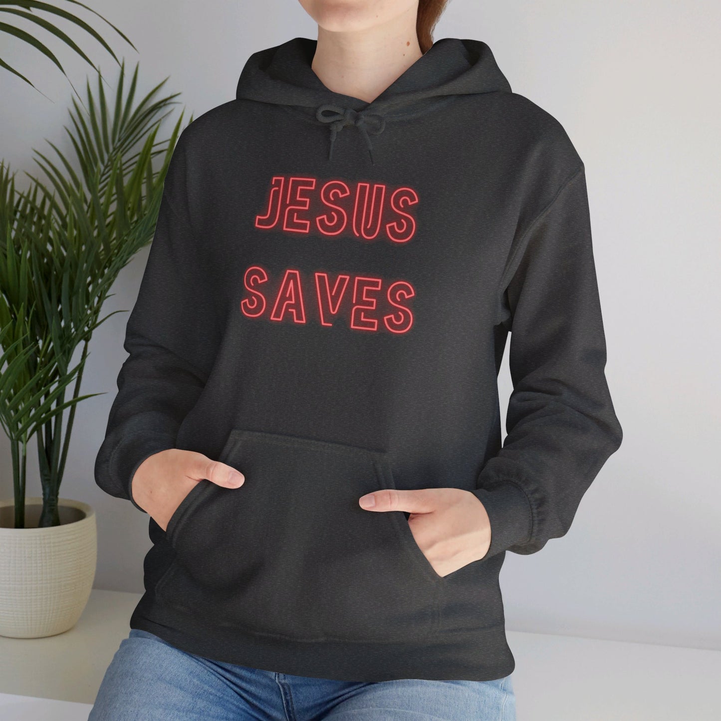 Jesus Saves Neon Signage Unisex Heavy Blend™ Hooded Sweatshirt