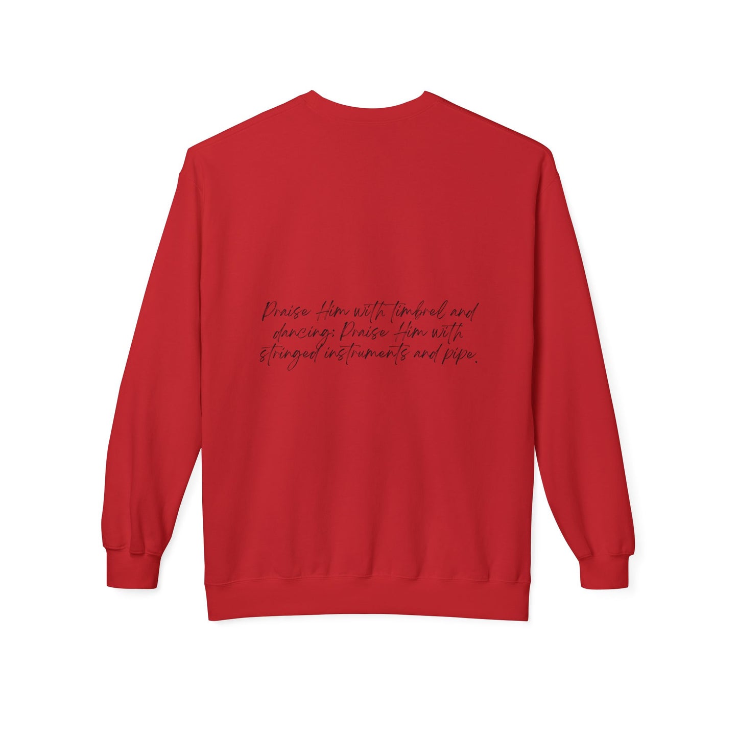 In Jesus Name I Play w/ Psalm 150:4 On Back Unisex Midweight Softstyle Fleece Crewneck Sweatshirt