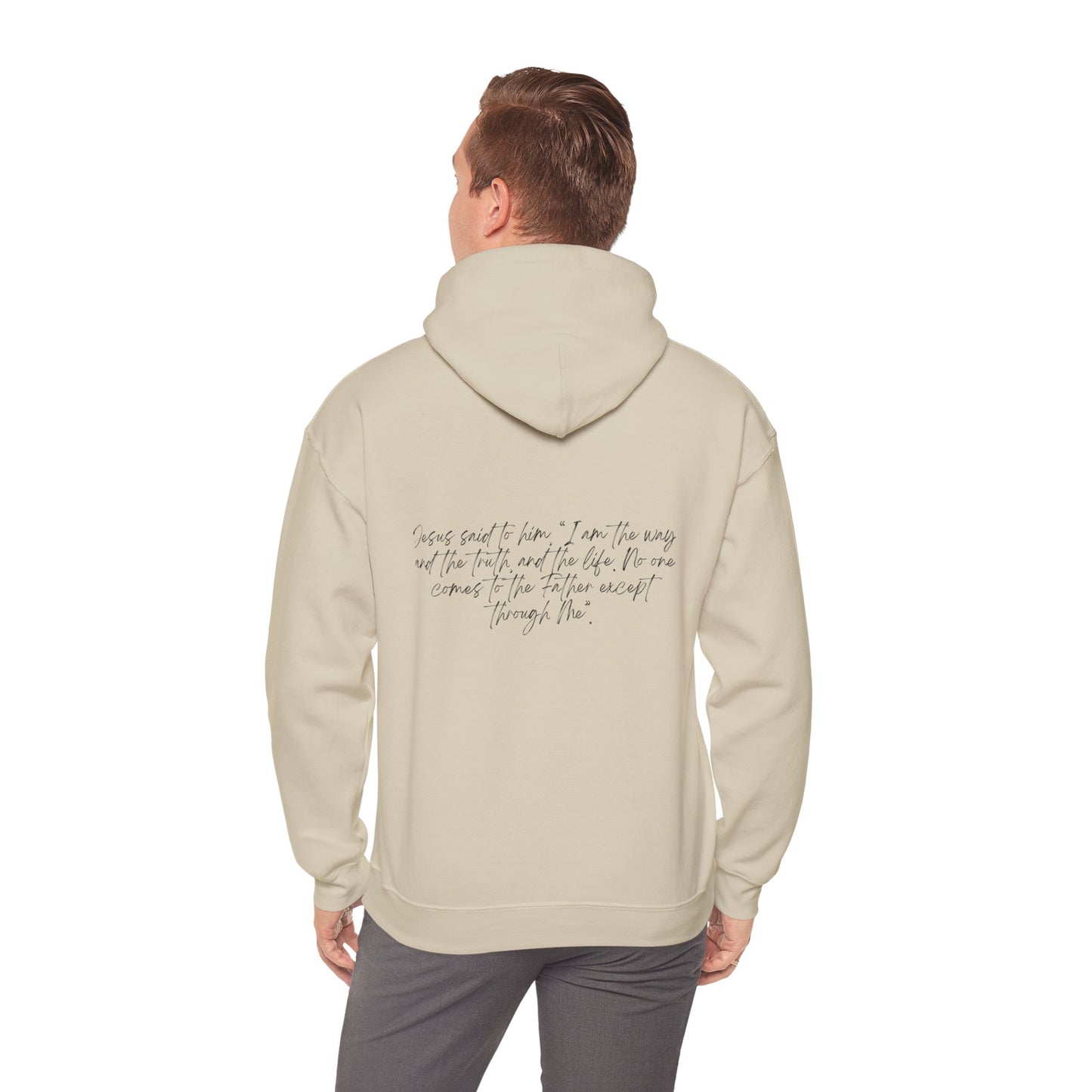 John 14:6 w/ Full Scripture On Back Unisex Heavy Blend™ Hooded Sweatshirt