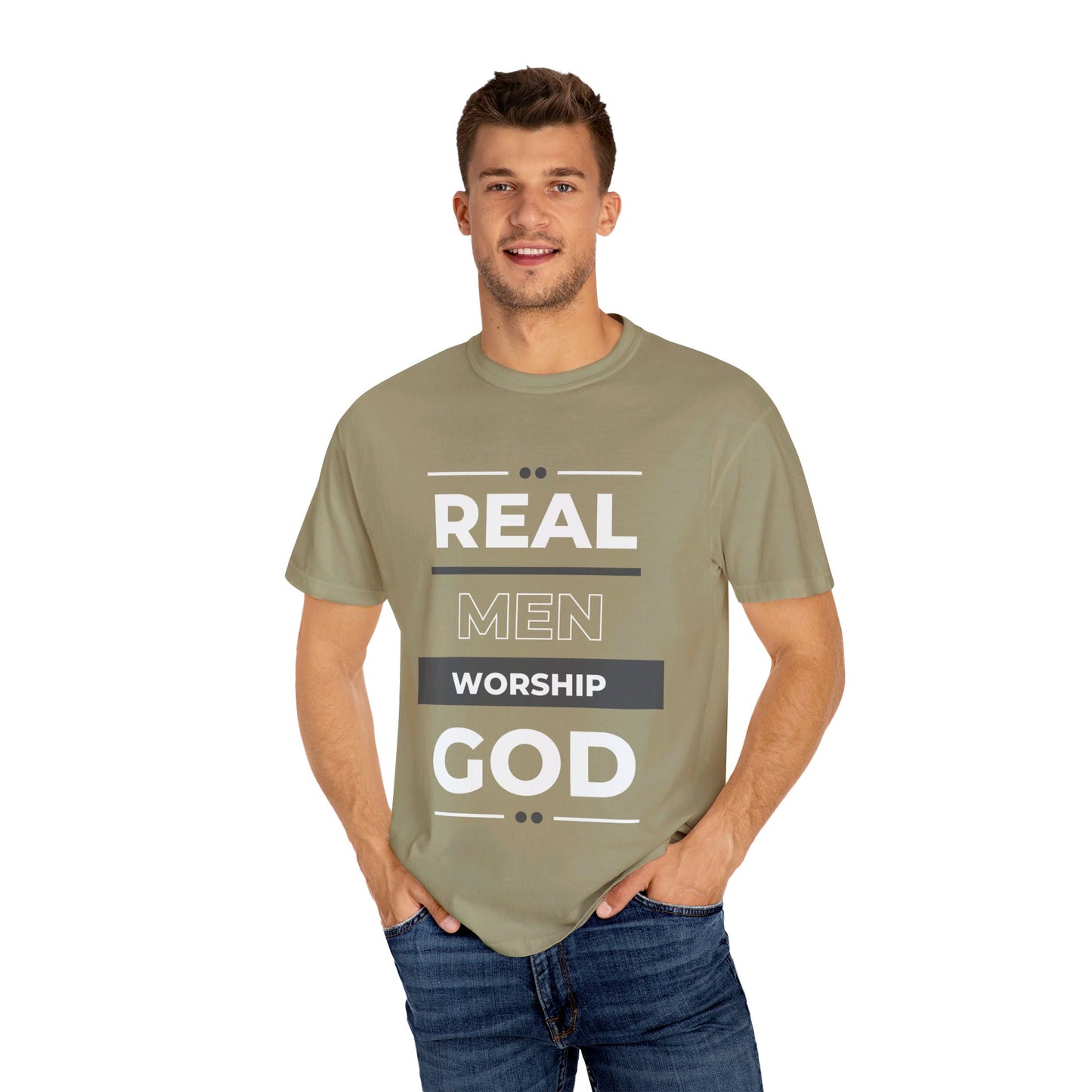 Real Men Worship God Unisex Garment-Dyed T-shirt