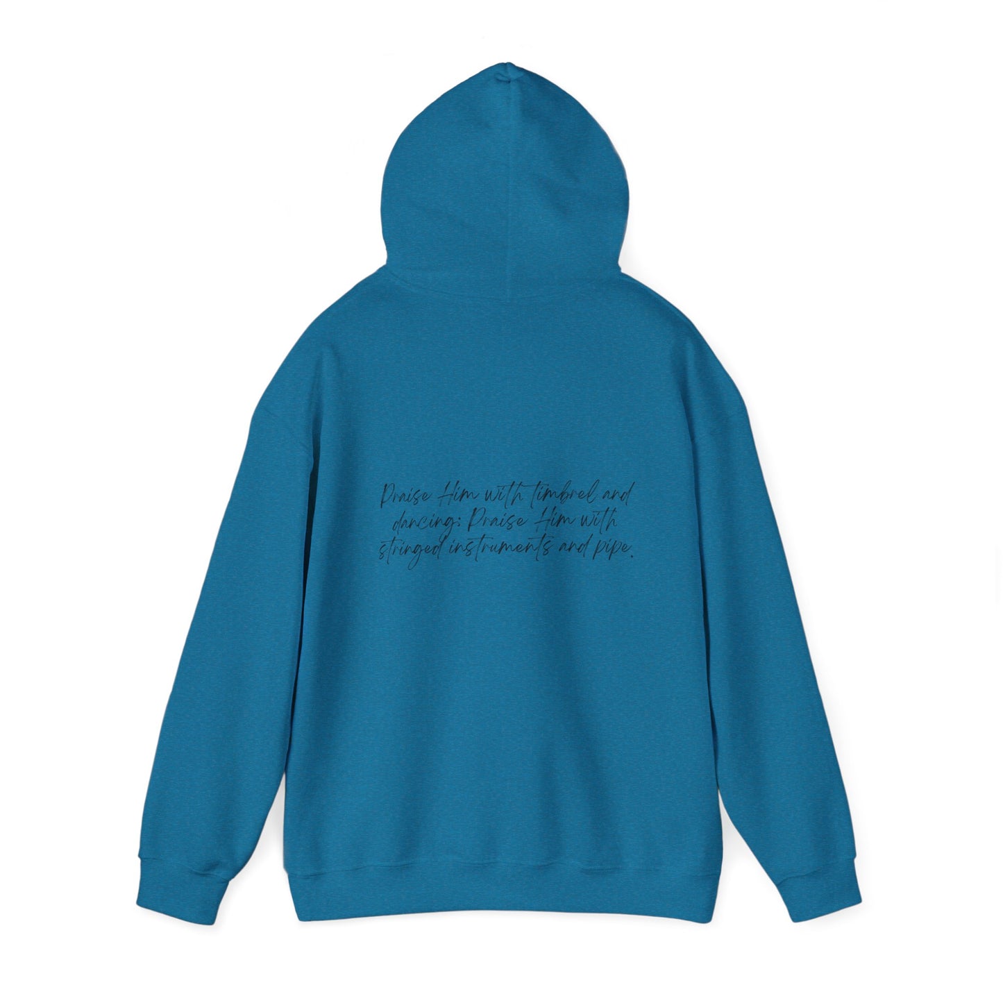 In Jesus Name I Play w/ Psalm 150:4 On Back Unisex Heavy Blend™ Hooded Sweatshirt