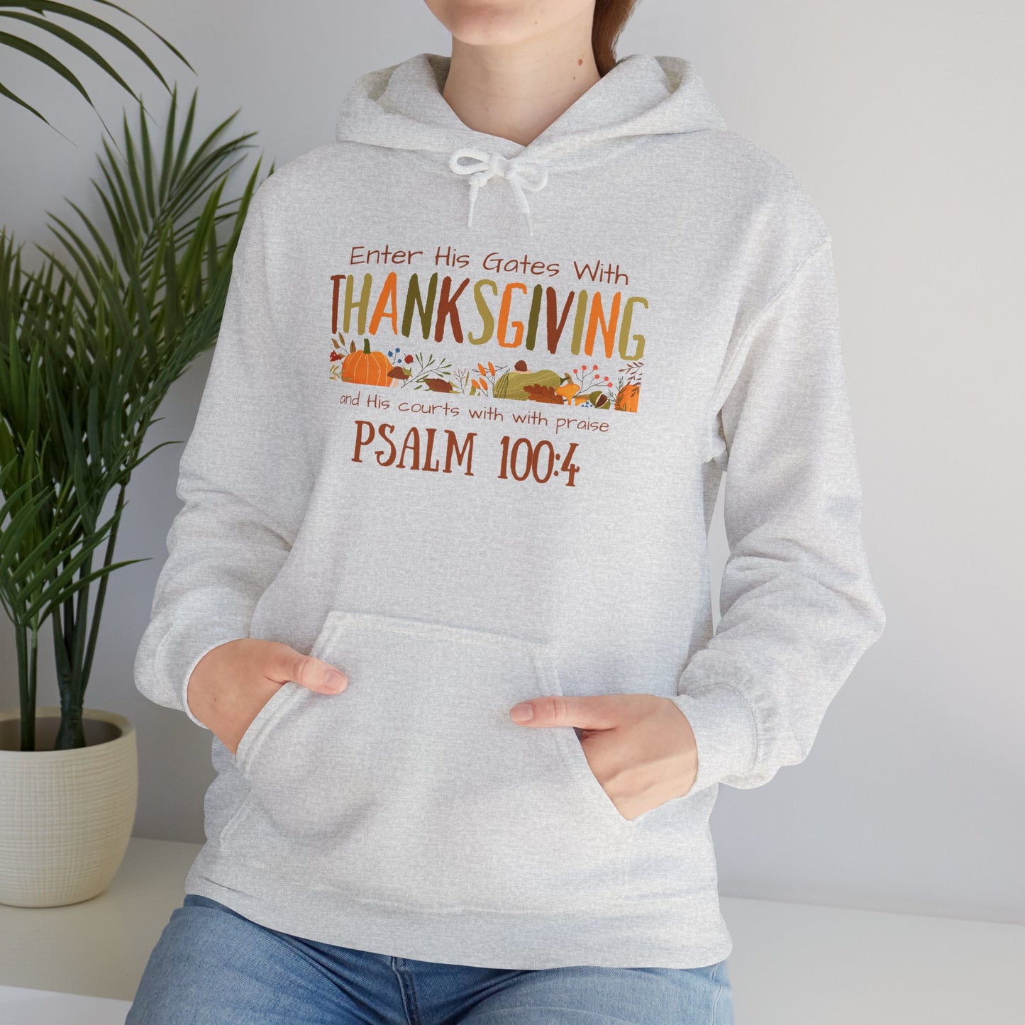 Thanksgiving Psalm 100:4 Unisex Heavy Blend™ Hooded Sweatshirt