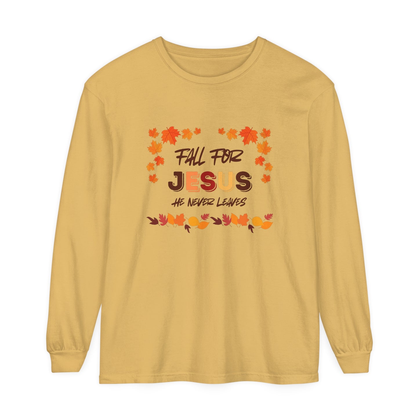 Fall For Jesus Harvest Long Sleeve T Unisex Garment-dyed Long Sleeve T-Shirt