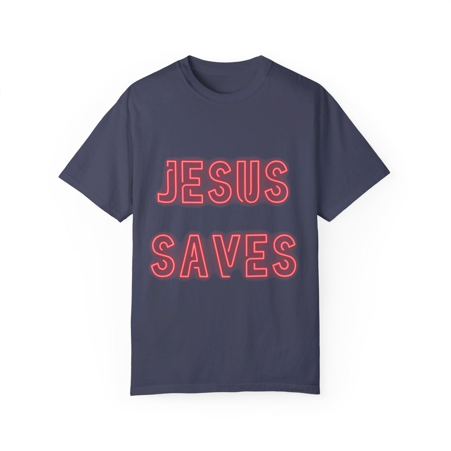 Jesus Saves Neon Signage Unisex Garment-Dyed T-shirt