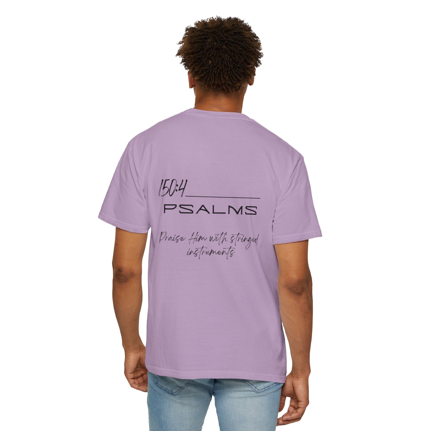 In Jesus Name I Play w/ Psalm 150:4 on Back Unisex Garment-Dyed T-shirt