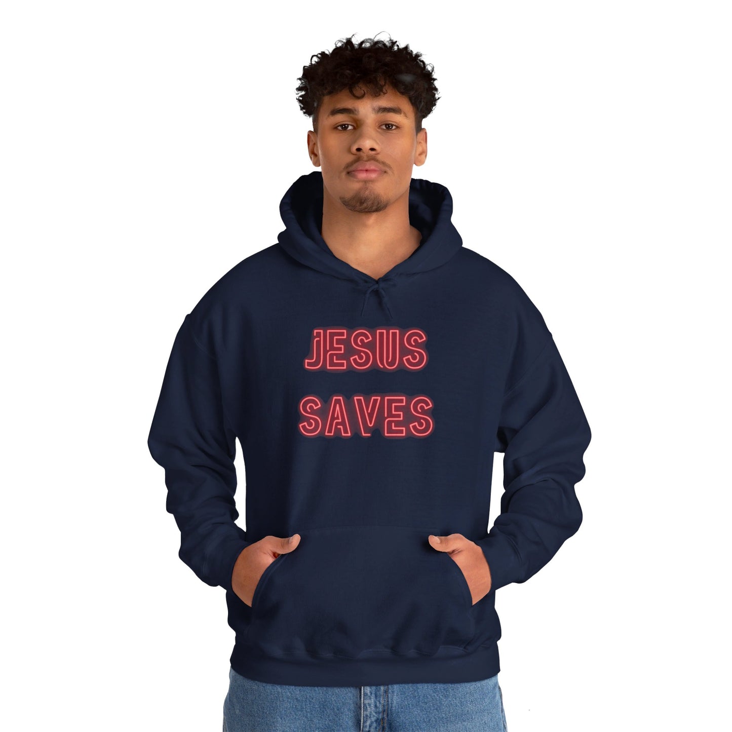 Jesus Saves Neon Signage Unisex Heavy Blend™ Hooded Sweatshirt