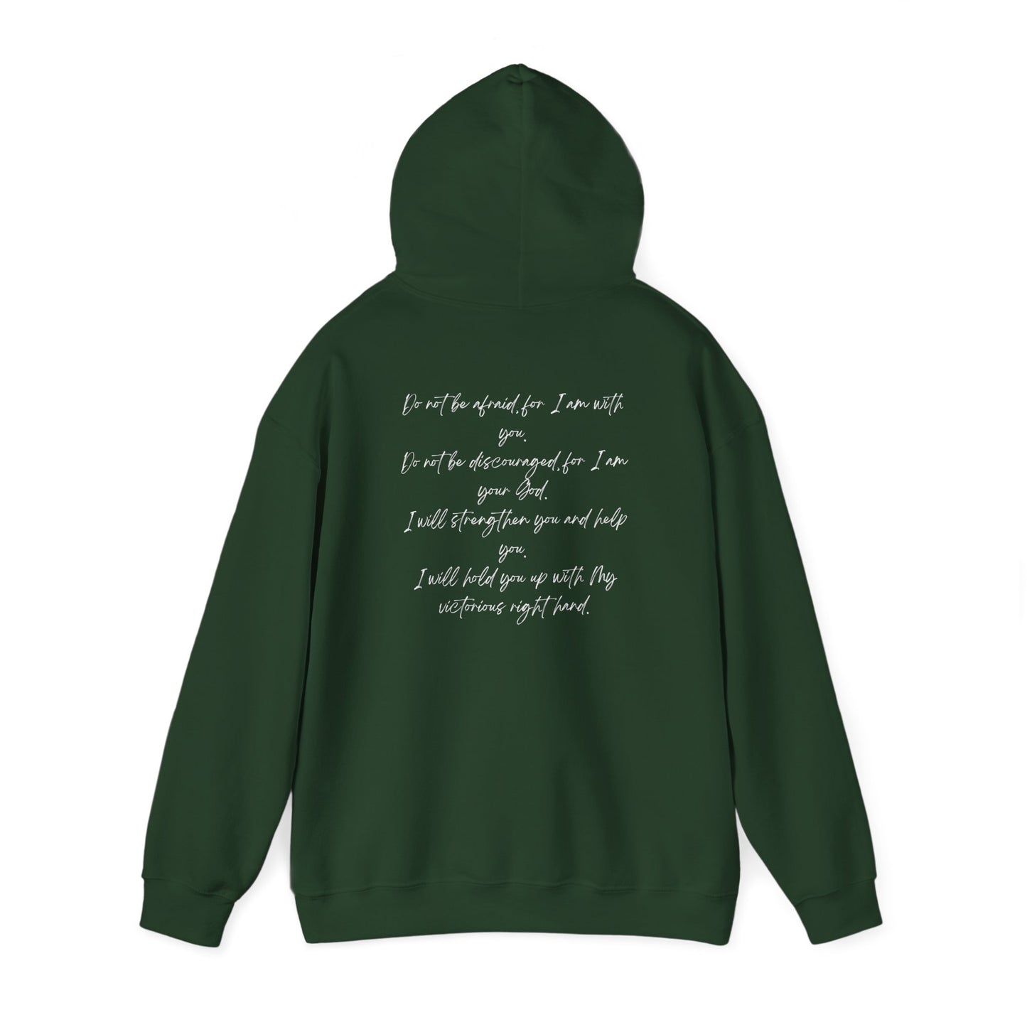 Isaiah 41:10 w/ Full Scripture On Back Unisex Heavy Blend™ Hooded Sweatshirt