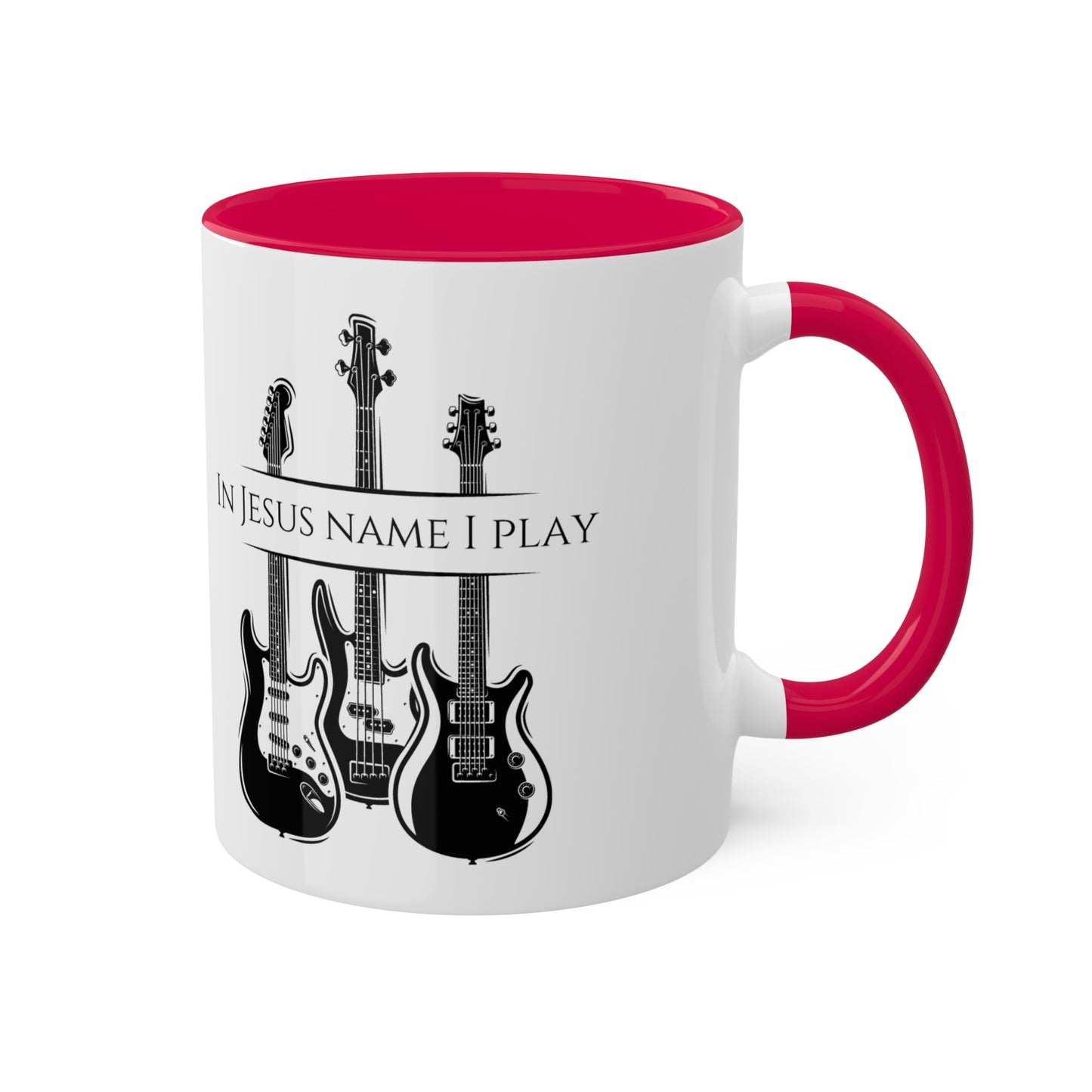 In Jesus Name I Play Colorful Mugs, 11oz