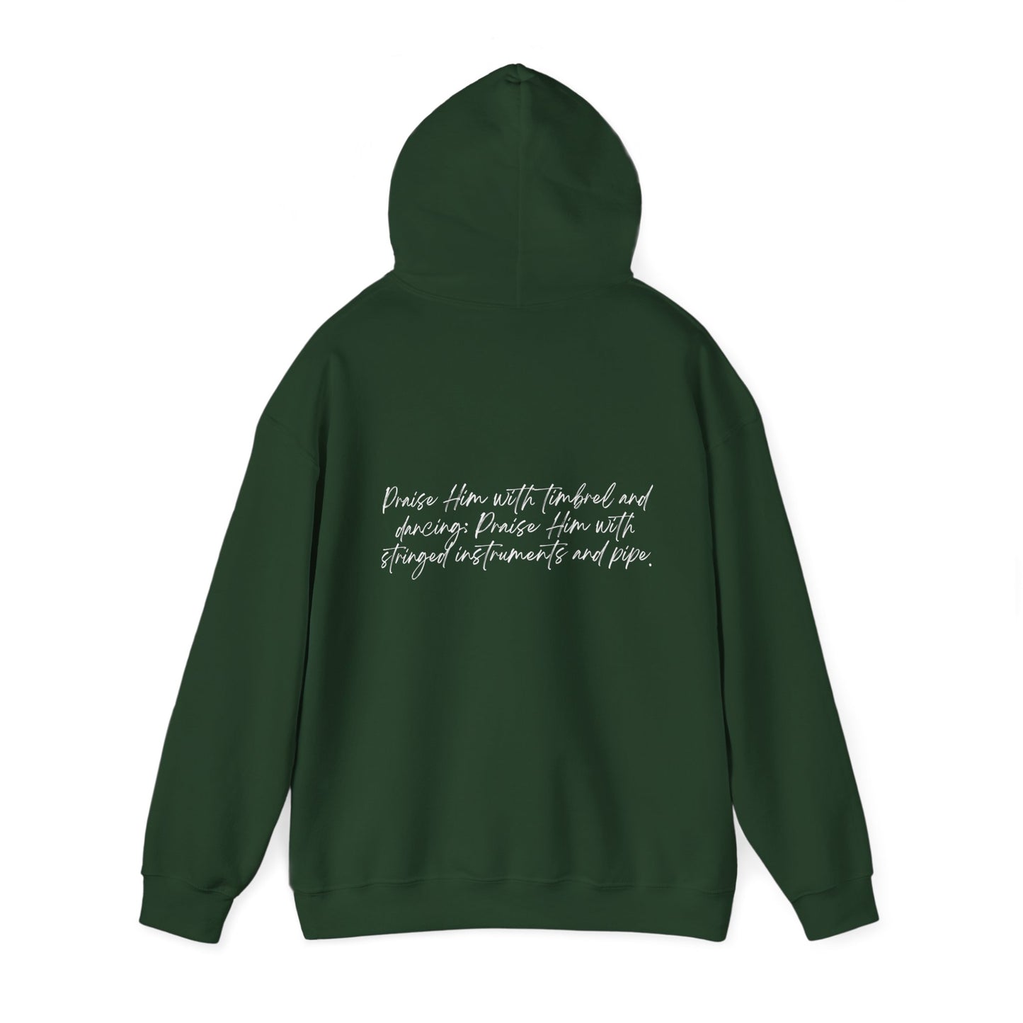 In Jesus Name I Play w/ Psalm 150:4 On Back Unisex Heavy Blend™ Hooded Sweatshirt