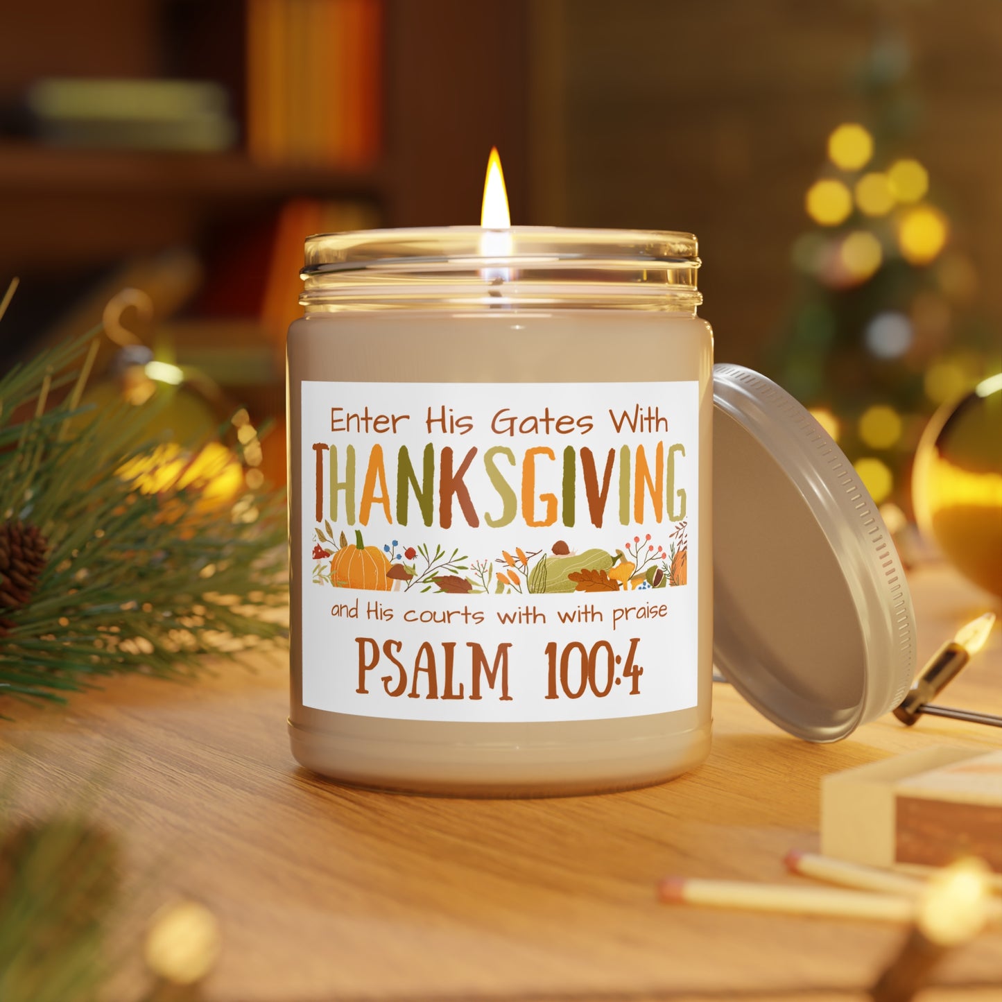 Thanksgiving Psalm 100:4 Scented Candles, 9oz