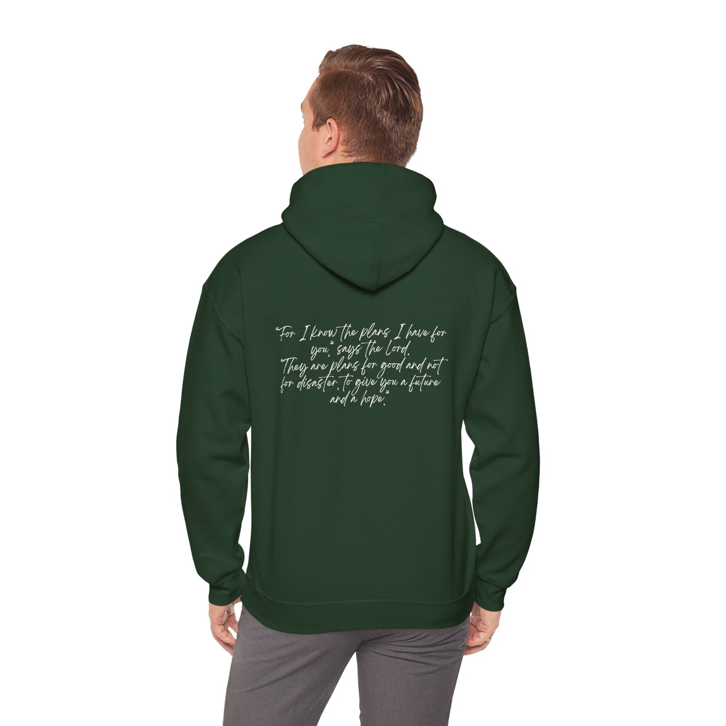 Jeremiah 29:11 w/ Full Scripture On Back Unisex Heavy Blend™ Hooded Sweatshirt