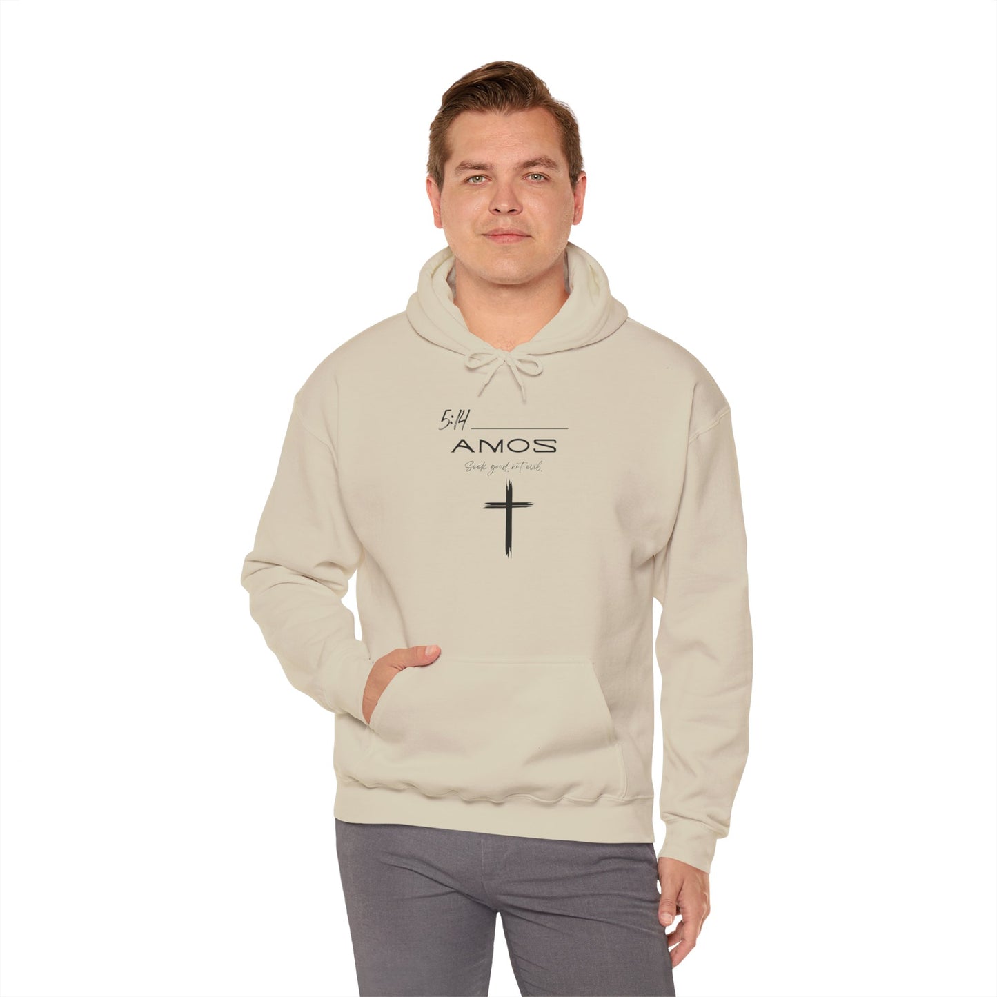 Amos 5:14 w/ Full Scripture on Back Unisex Heavy Blend™ Hooded Sweatshirt