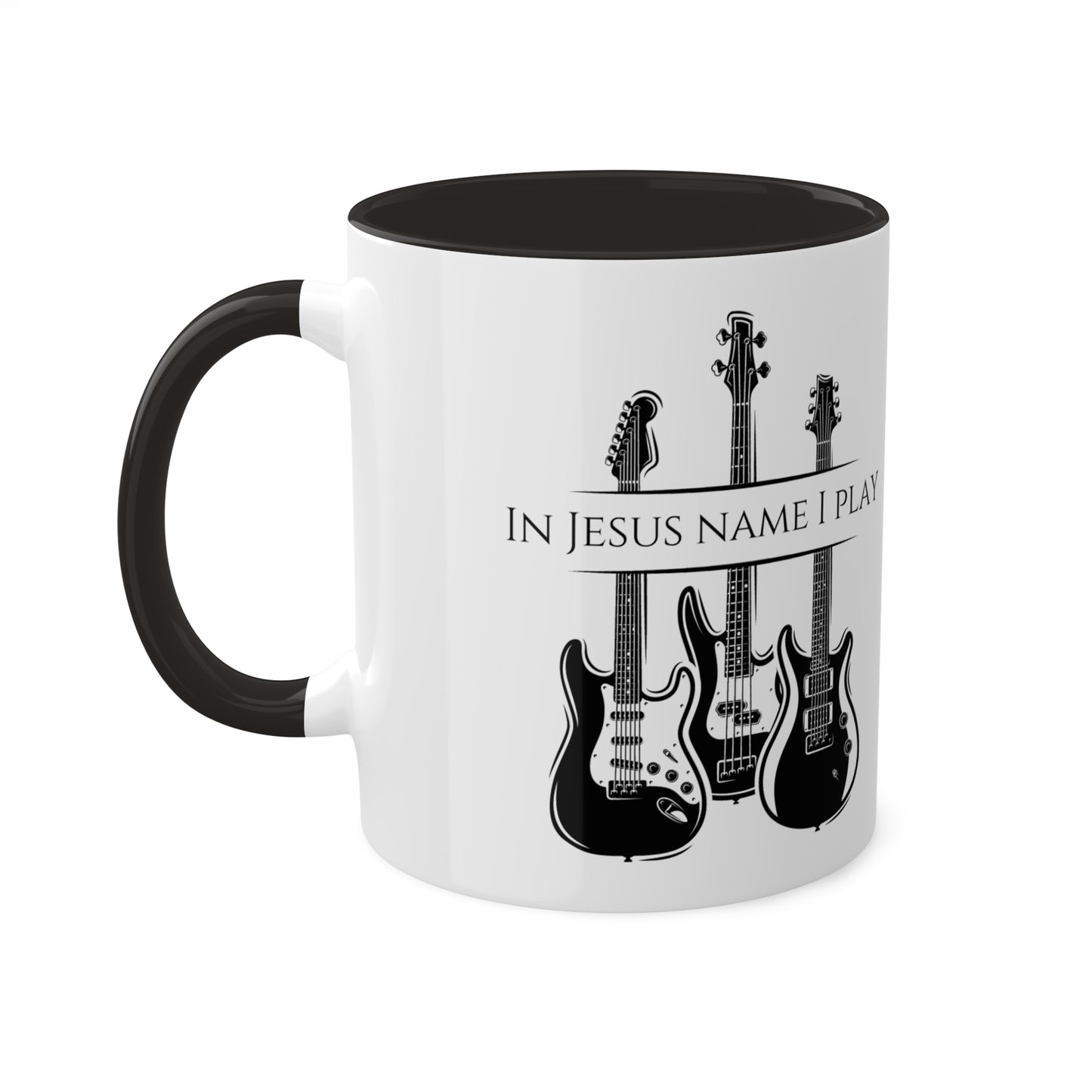 In Jesus Name I Play Colorful Mugs, 11oz