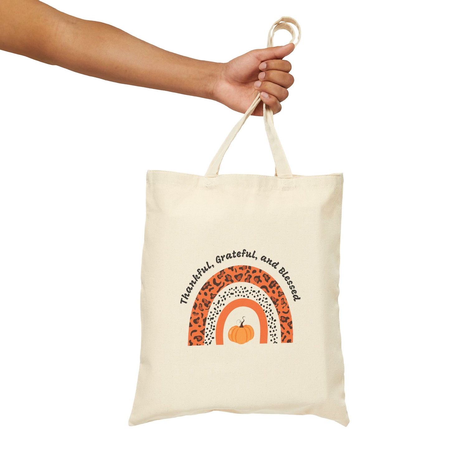 Thankful, Grateful, Blessed, Cotton Canvas Tote Bag