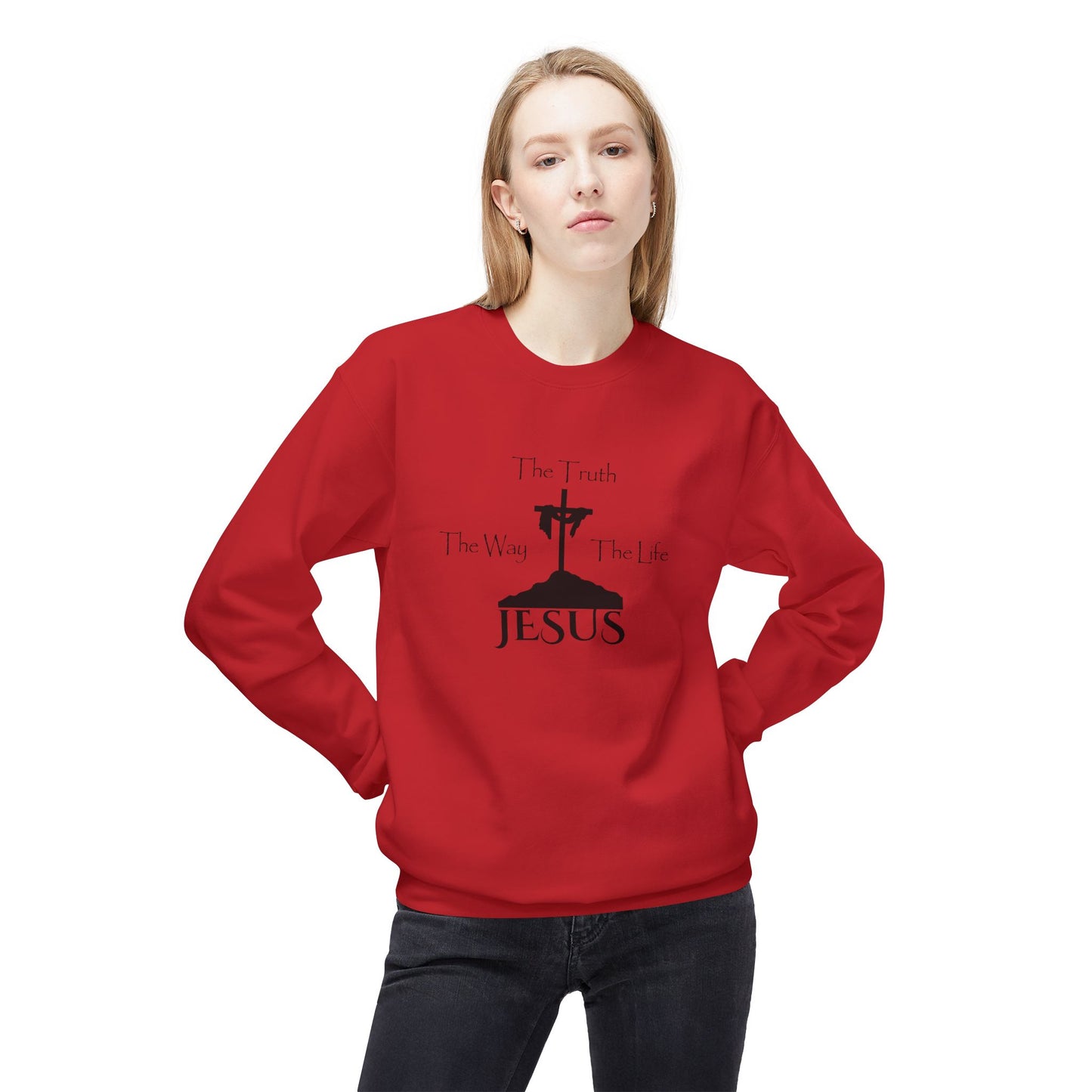 Jesus The Way The Truth The Life Unisex Midweight Softstyle Fleece Crewneck Sweatshirt