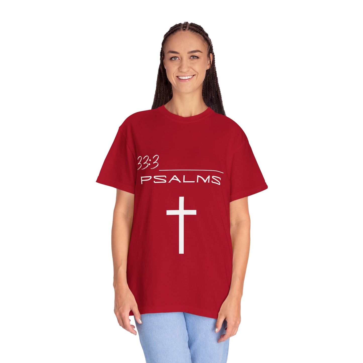 Psalms 33:3 w/ Full Scripture on Back Unisex Garment-Dyed T-shirt