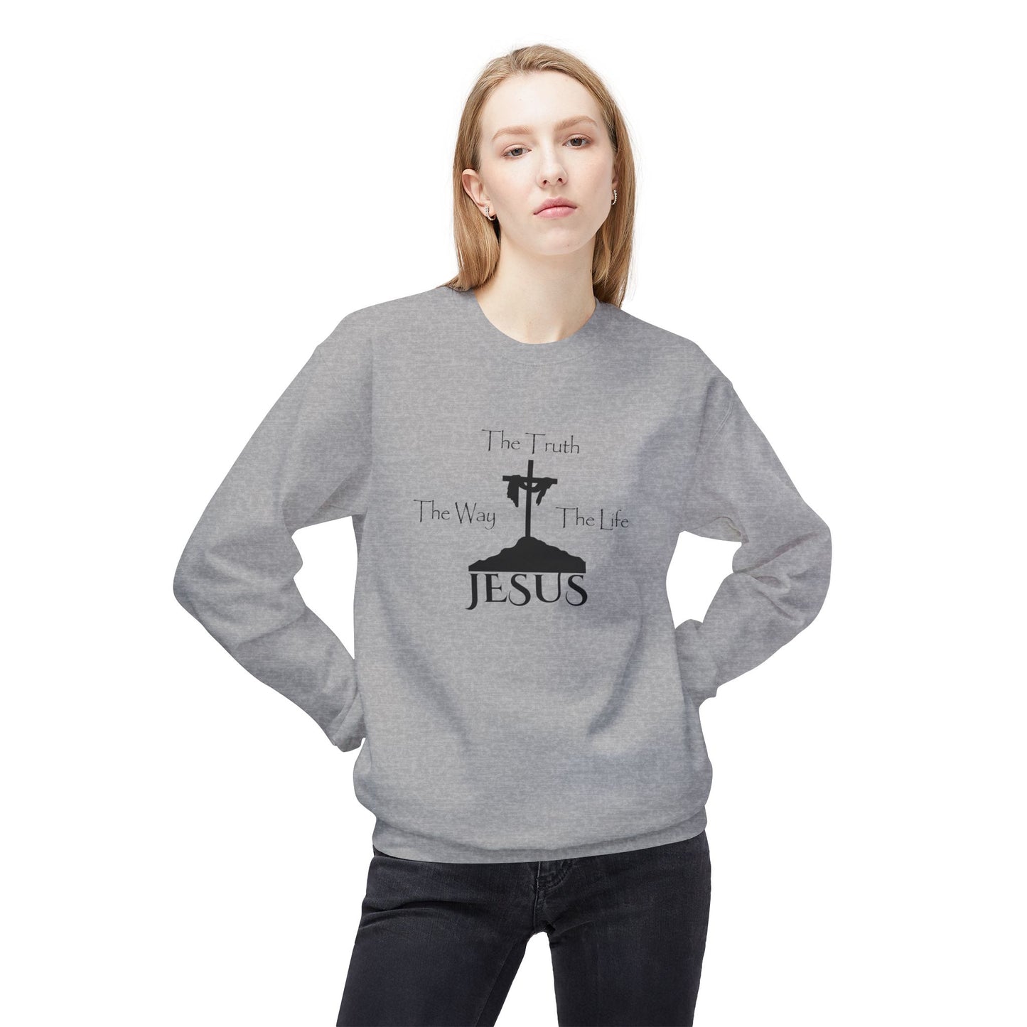 Jesus The Way The Truth The Life Unisex Midweight Softstyle Fleece Crewneck Sweatshirt