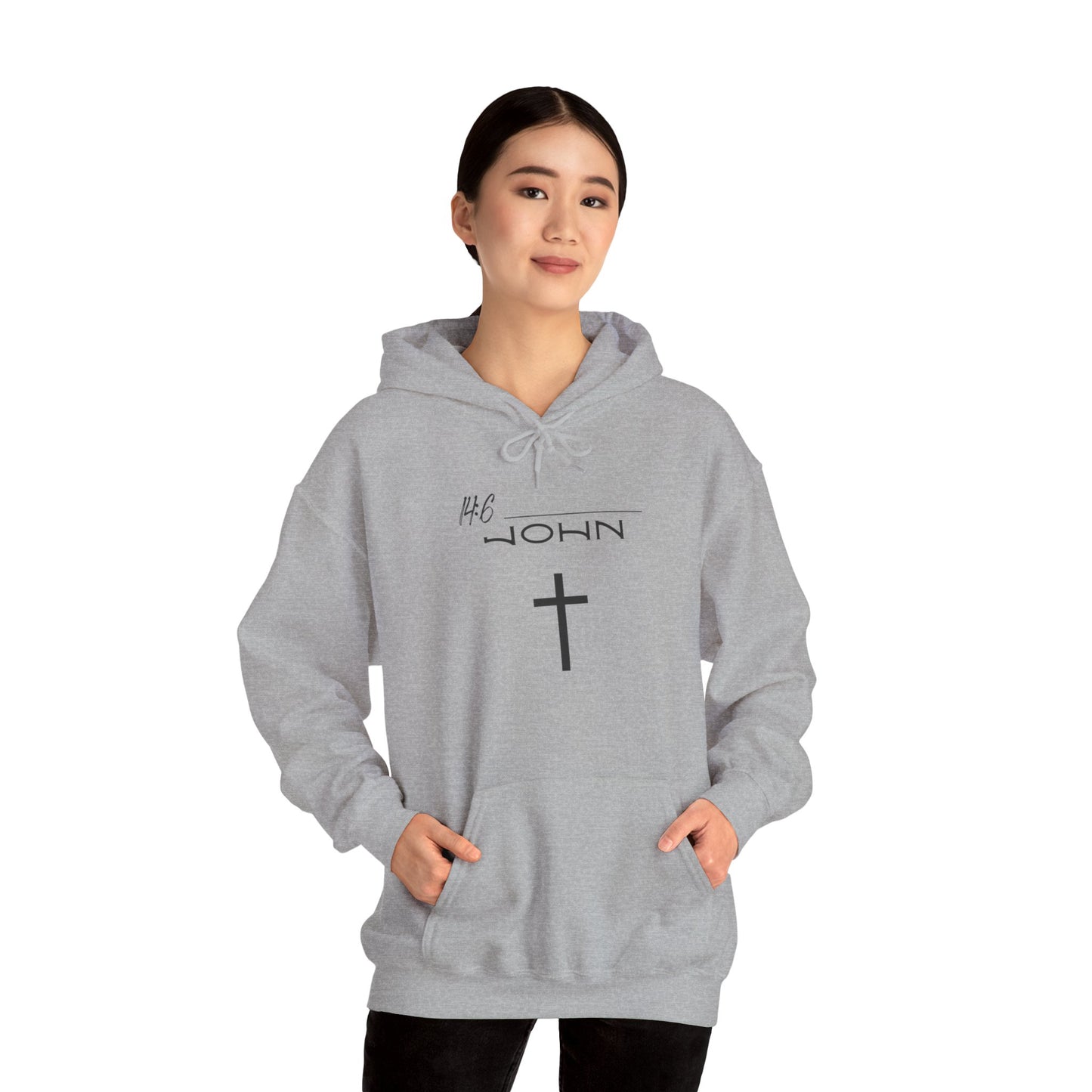 John 14:6 w/ Full Scripture On Back Unisex Heavy Blend™ Hooded Sweatshirt