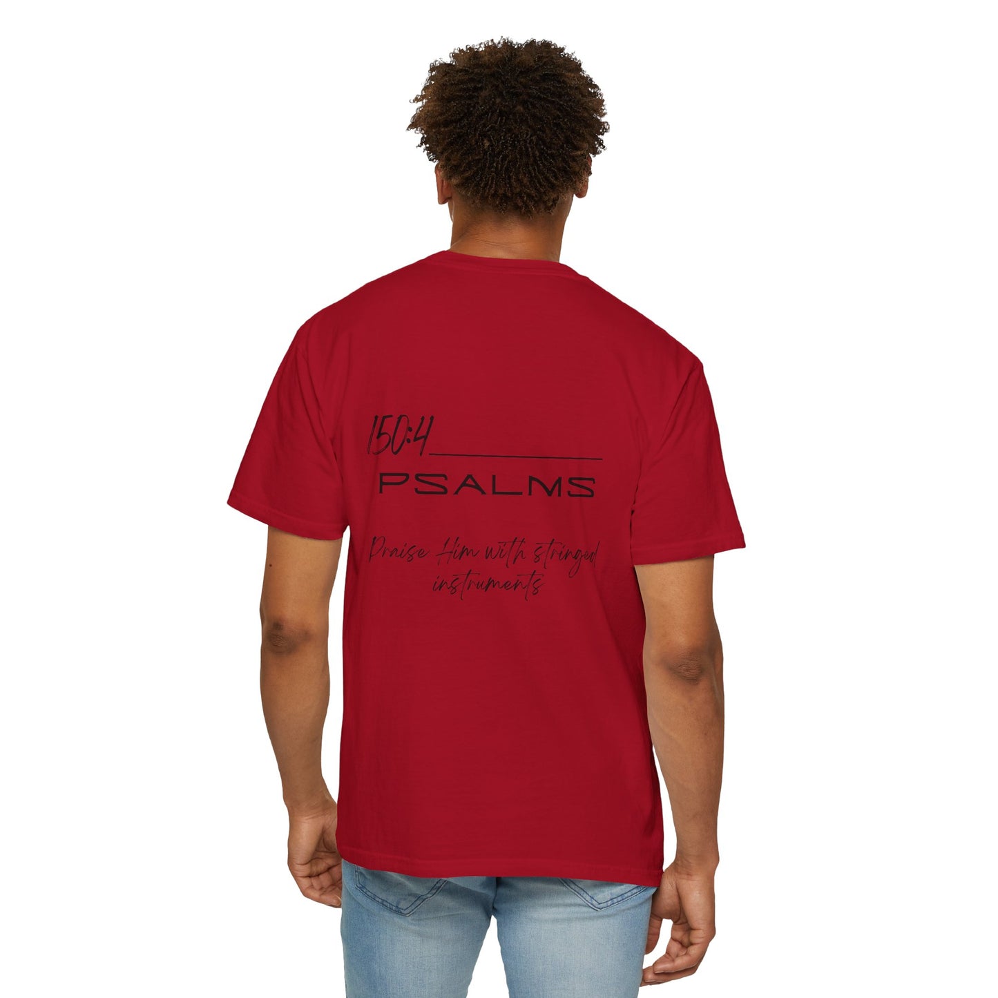 In Jesus Name I Play w/ Psalm 150:4 on Back Unisex Garment-Dyed T-shirt