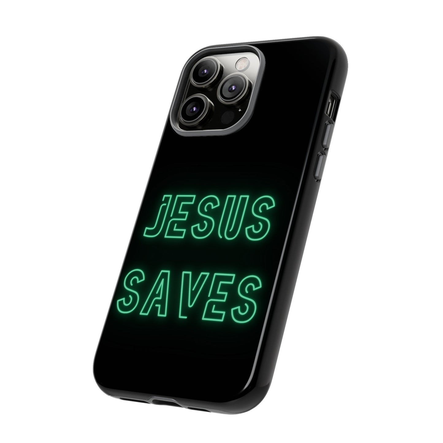 Jesus Saves Neon Signage Green Tough Cases