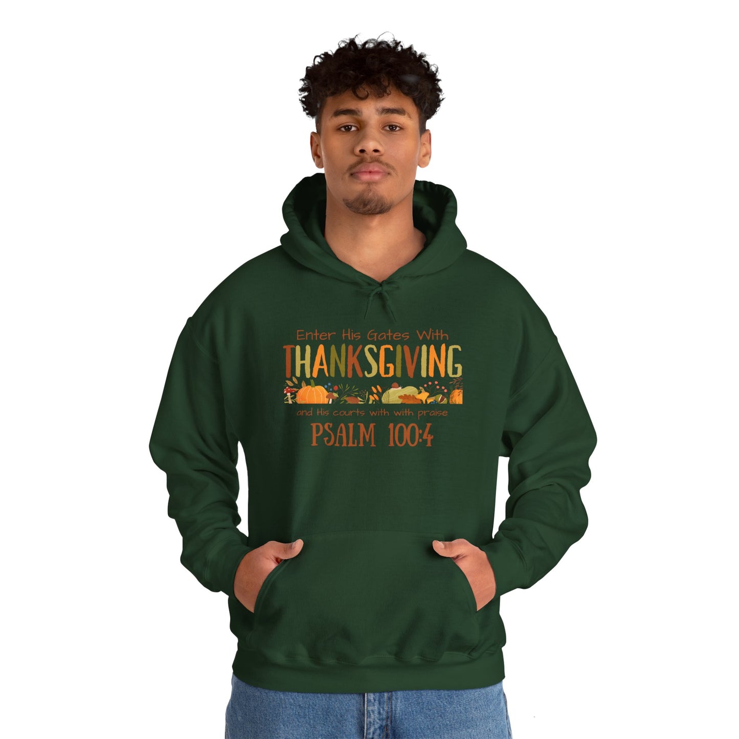 Thanksgiving Psalm 100:4 Unisex Heavy Blend™ Hooded Sweatshirt