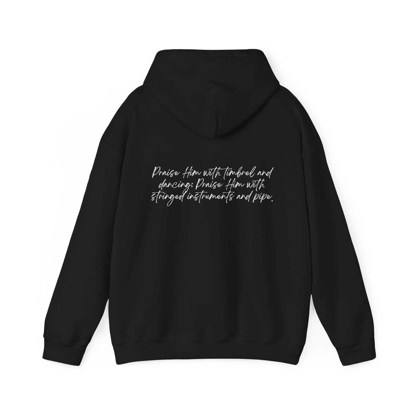 In Jesus Name I Play w/ Psalm 150:4 On Back Unisex Heavy Blend™ Hooded Sweatshirt