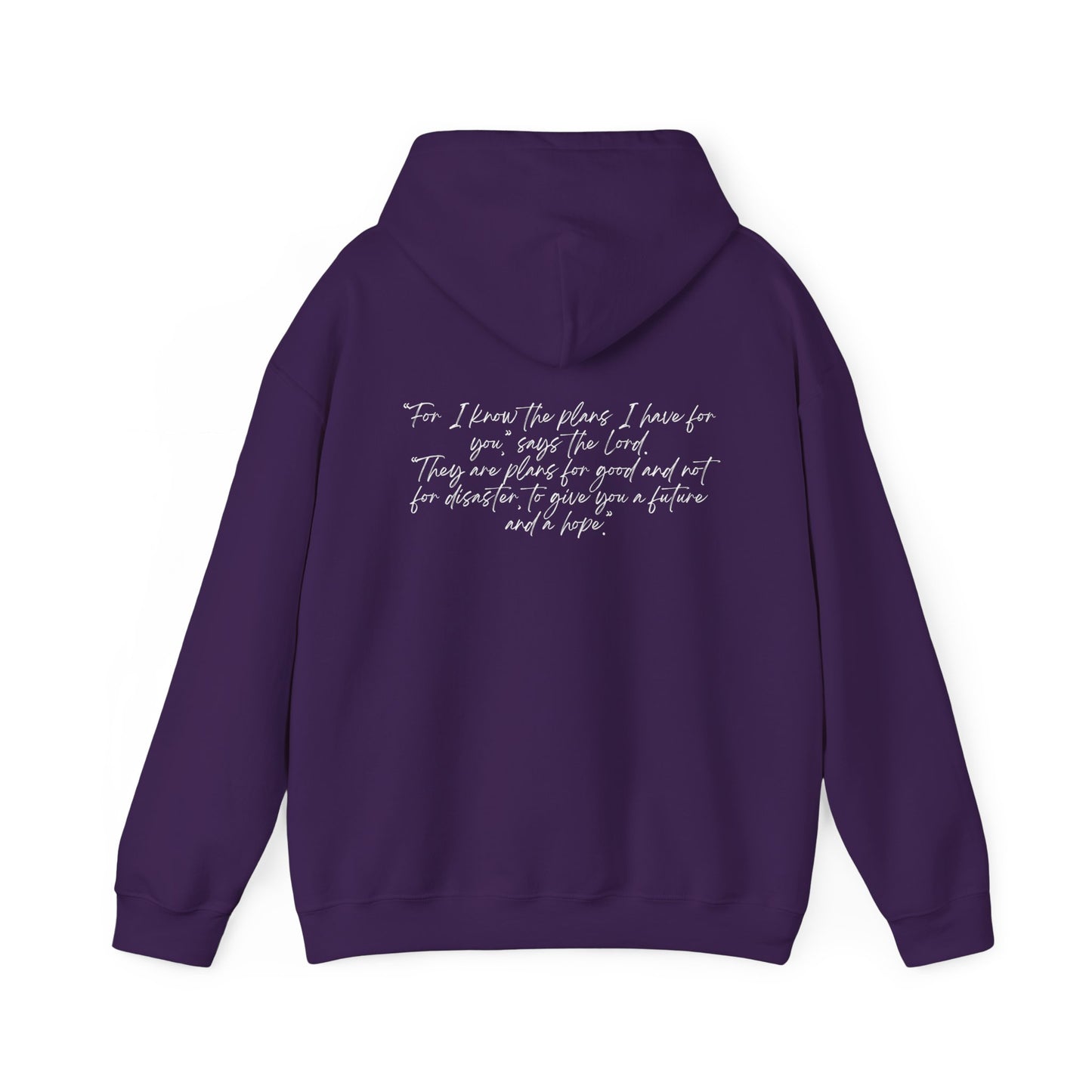 Jeremiah 29:11 w/ Full Scripture On Back Unisex Heavy Blend™ Hooded Sweatshirt