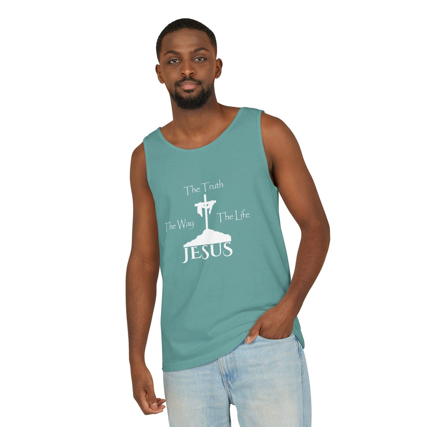 Jesus The Way The Truth The Life Unisex Garment-Dyed Tank Top