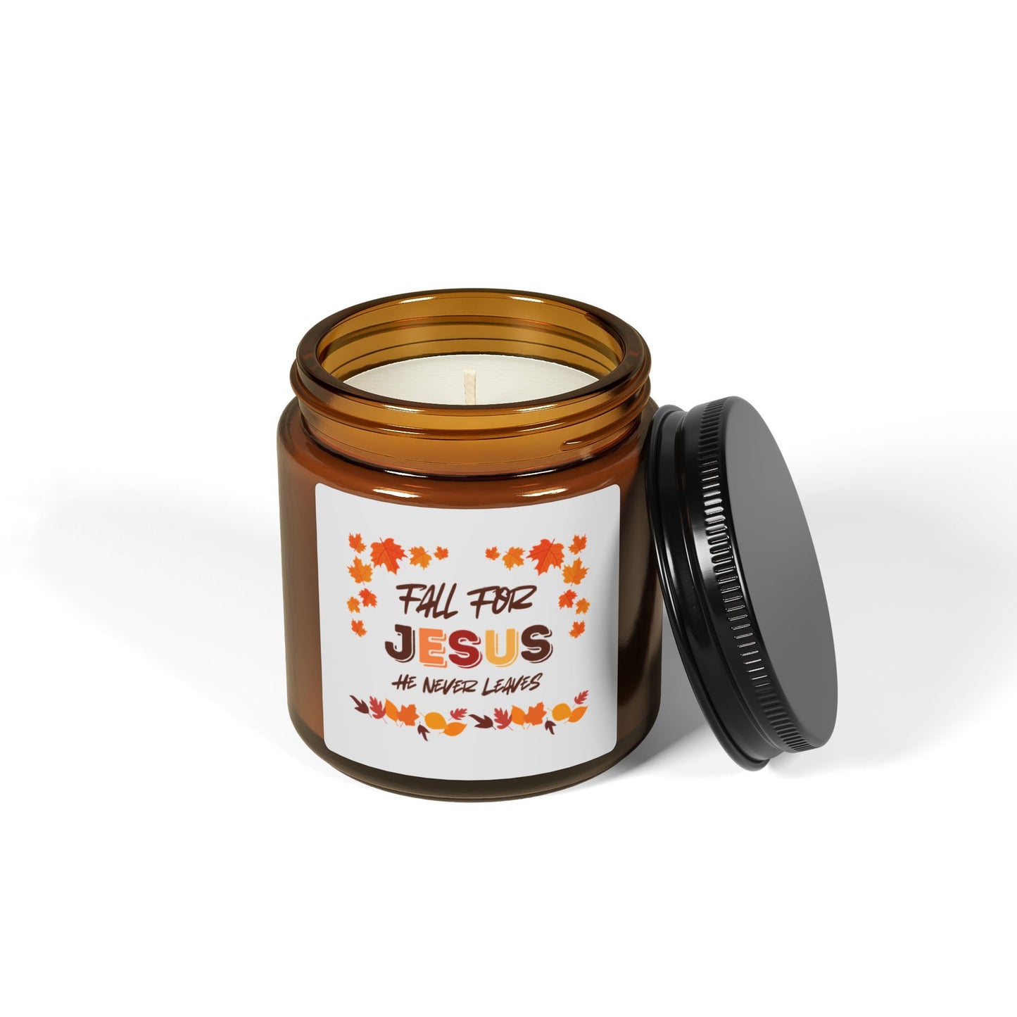 Fall For Jesus Harvest Scented Soy Candle (Multi-Size, Amber Jar)