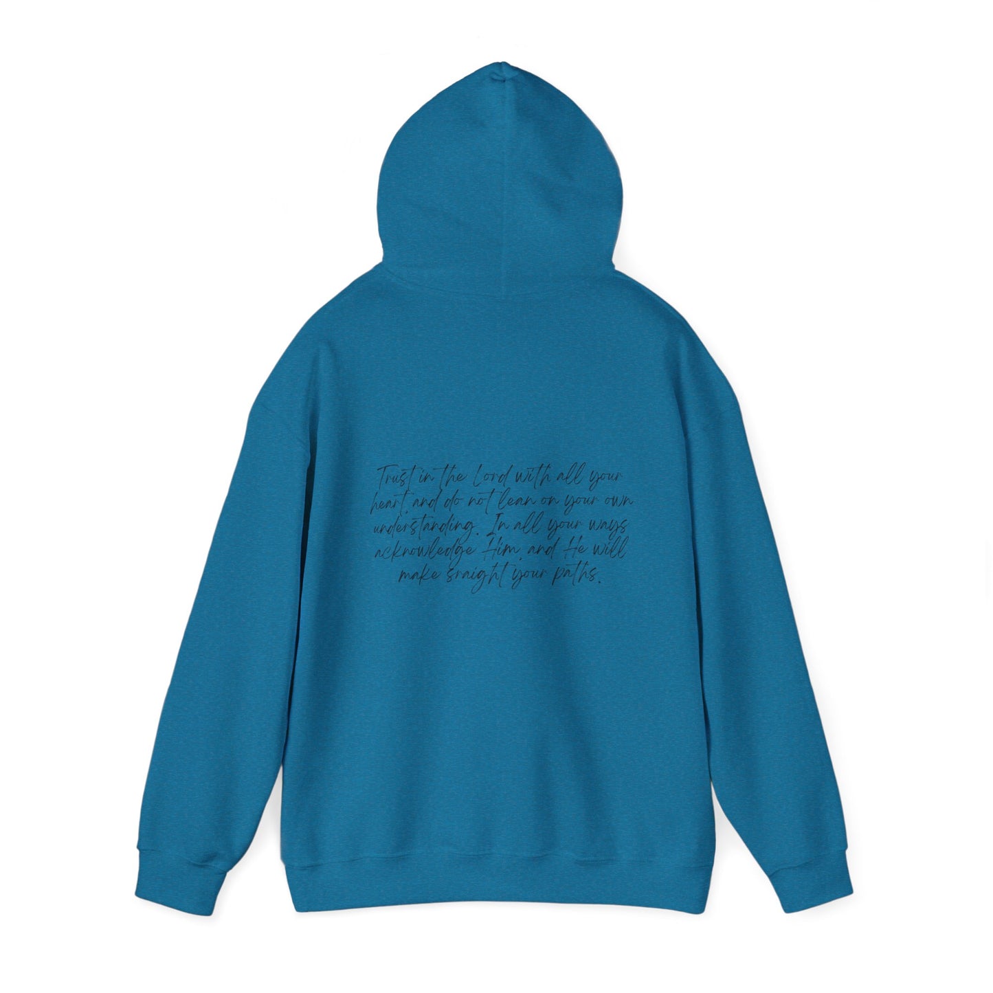 Proverbs 3:5 w/ Full Scripture On Back Unisex Heavy Blend™ Hooded Sweatshirt