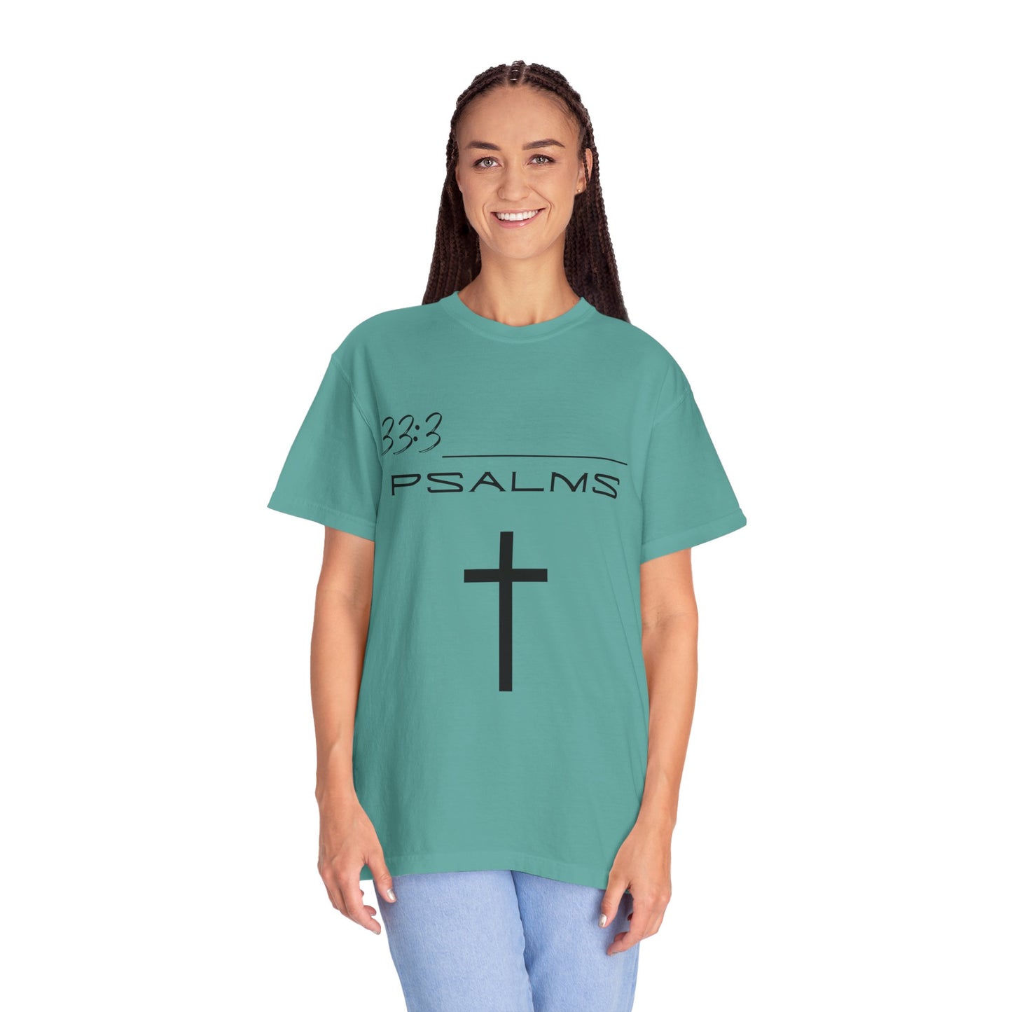 Psalms 33:3 w/ Full Scripture on Back Unisex Garment-Dyed T-shirt