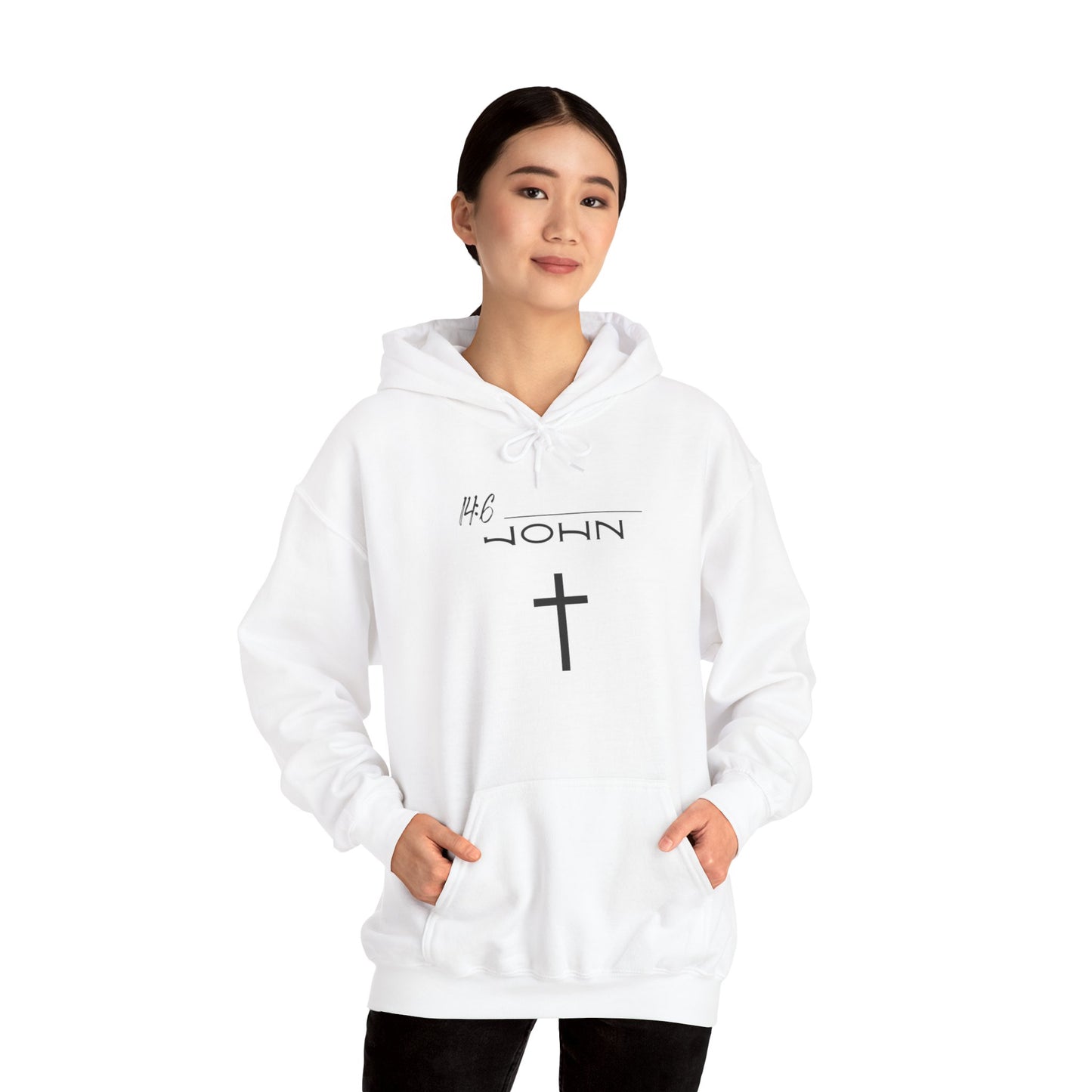 John 14:6 w/ Full Scripture On Back Unisex Heavy Blend™ Hooded Sweatshirt