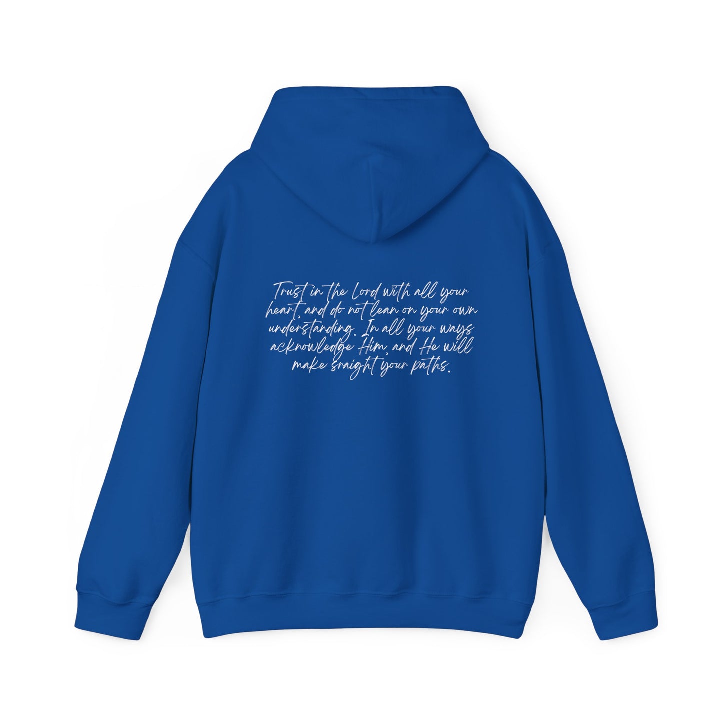 Proverbs 3:5 w/ Full Scripture On Back Unisex Heavy Blend™ Hooded Sweatshirt