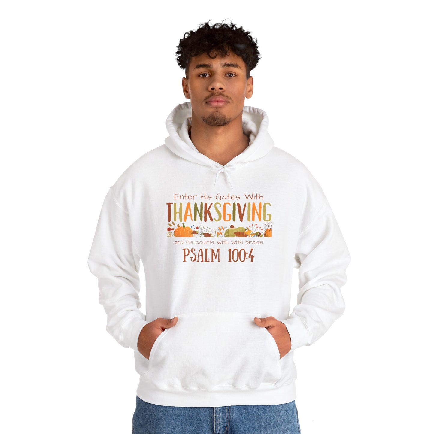 Thanksgiving Psalm 100:4 Unisex Heavy Blend™ Hooded Sweatshirt