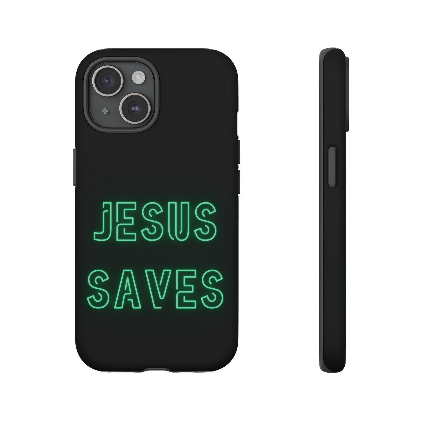 Jesus Saves Neon Signage Green Tough Cases