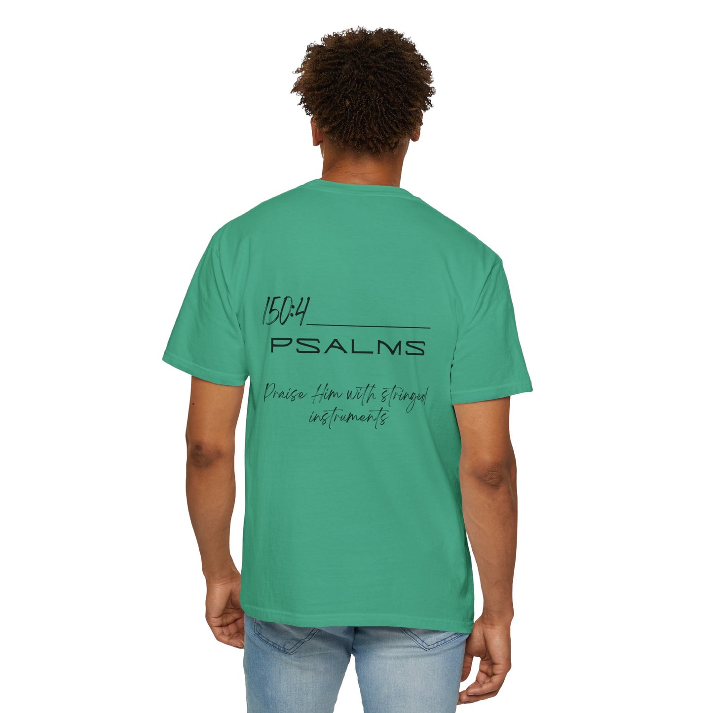 In Jesus Name I Play w/ Psalm 150:4 on Back Unisex Garment-Dyed T-shirt