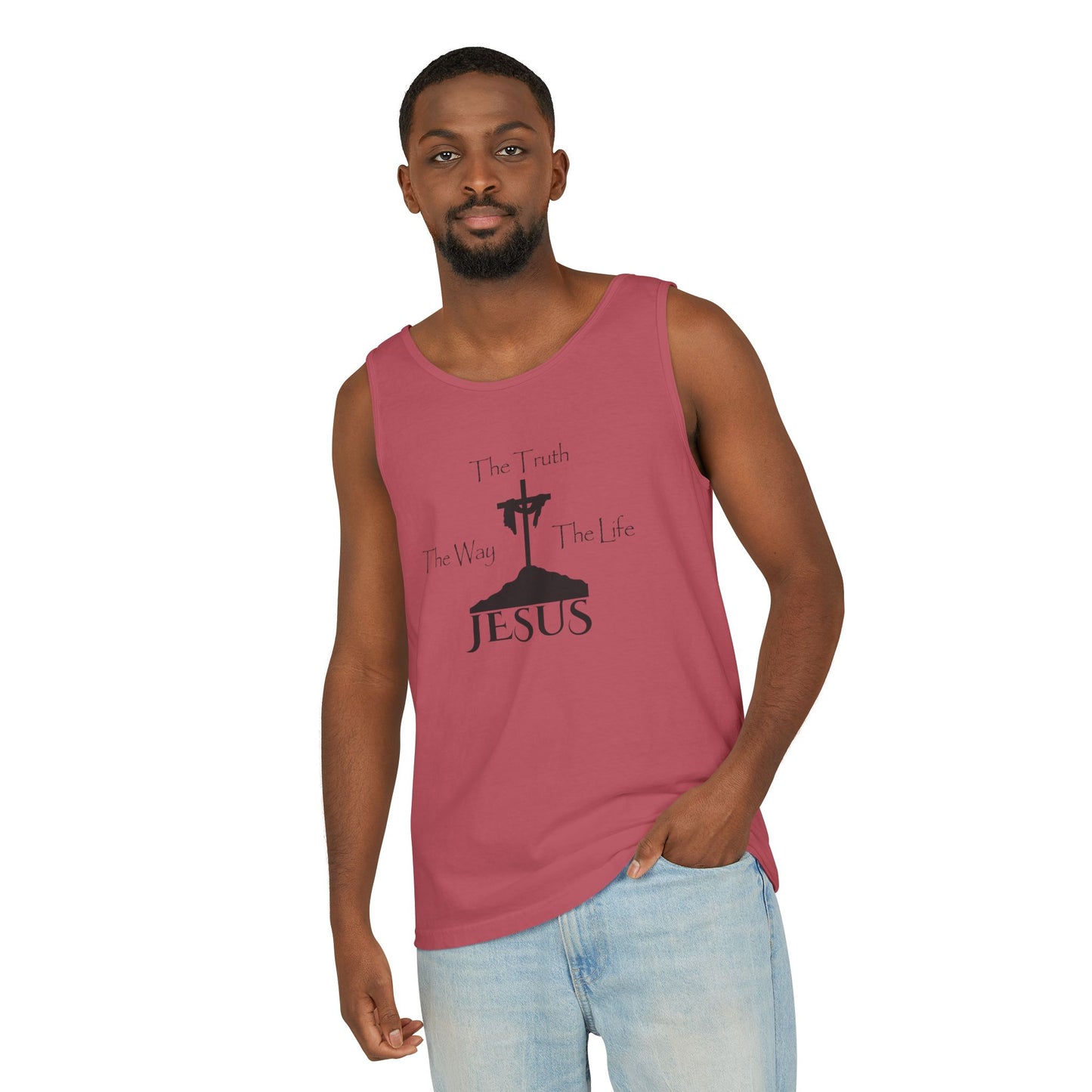 Jesus The Way The Truth The Life Unisex Garment-Dyed Tank Top