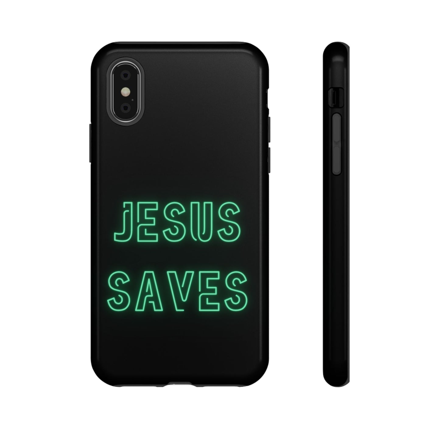 Jesus Saves Neon Signage Green Tough Cases