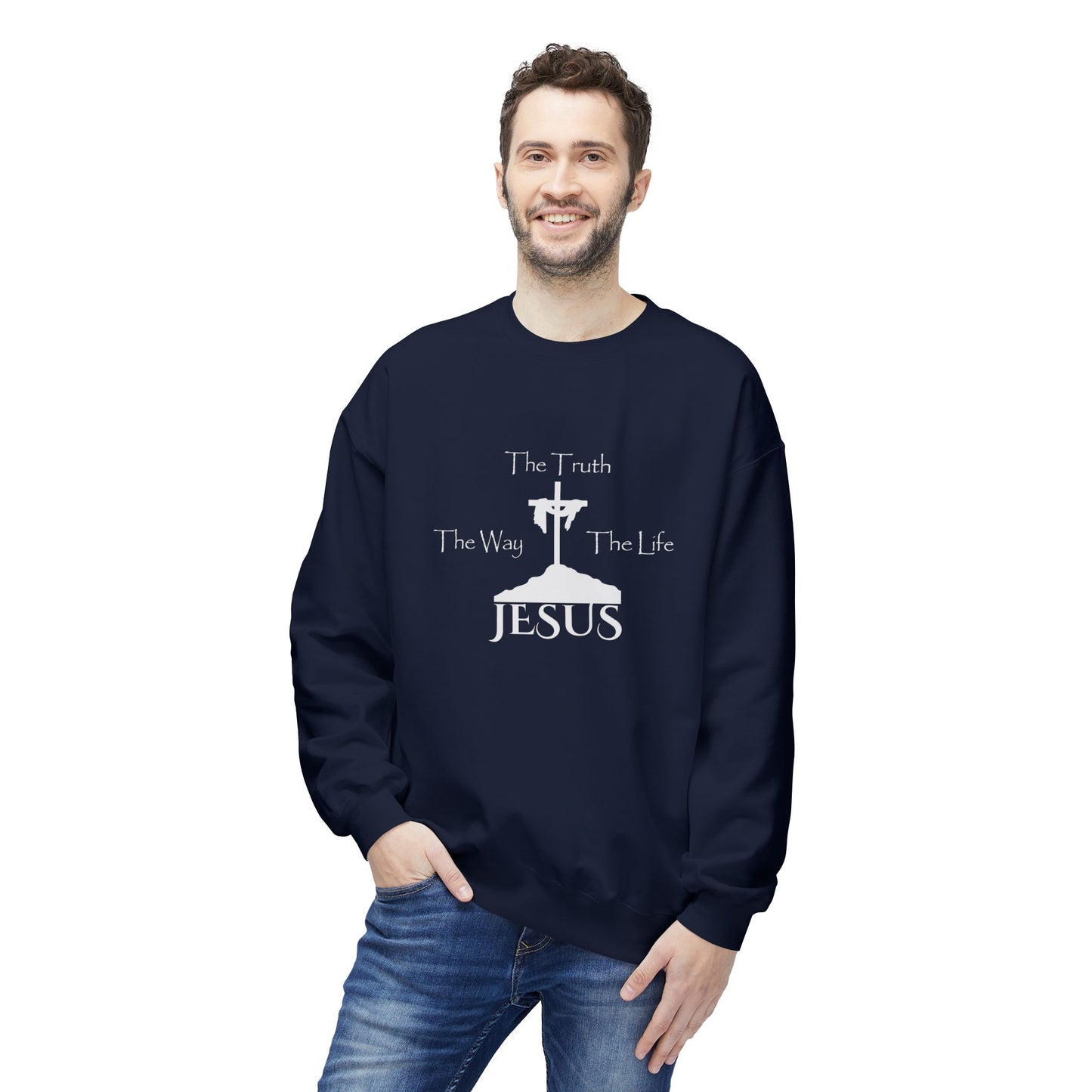 Jesus The Way The Truth The Life Unisex Midweight Softstyle Fleece Crewneck Sweatshirt