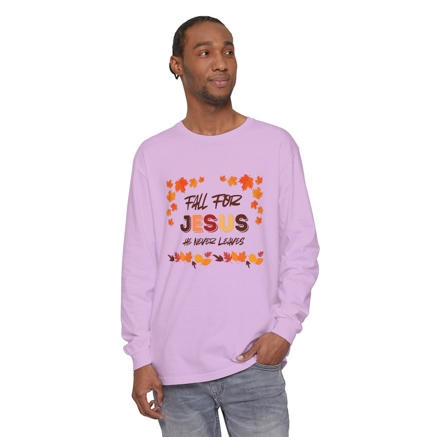 Fall For Jesus Harvest Long Sleeve T Unisex Garment-dyed Long Sleeve T-Shirt