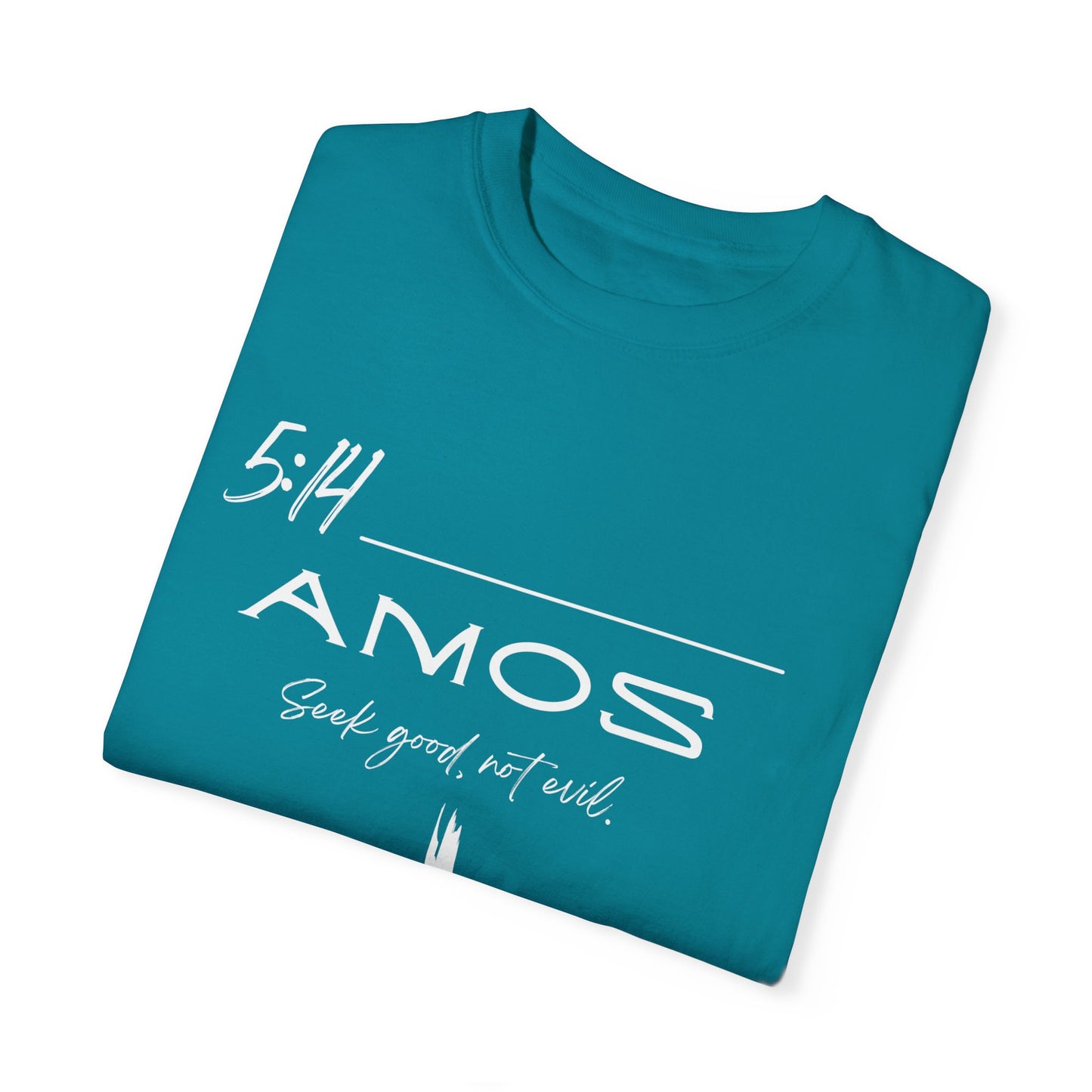 Amos 5:14 w/ Full Scripture on Back Unisex Garment-Dyed T-shirt