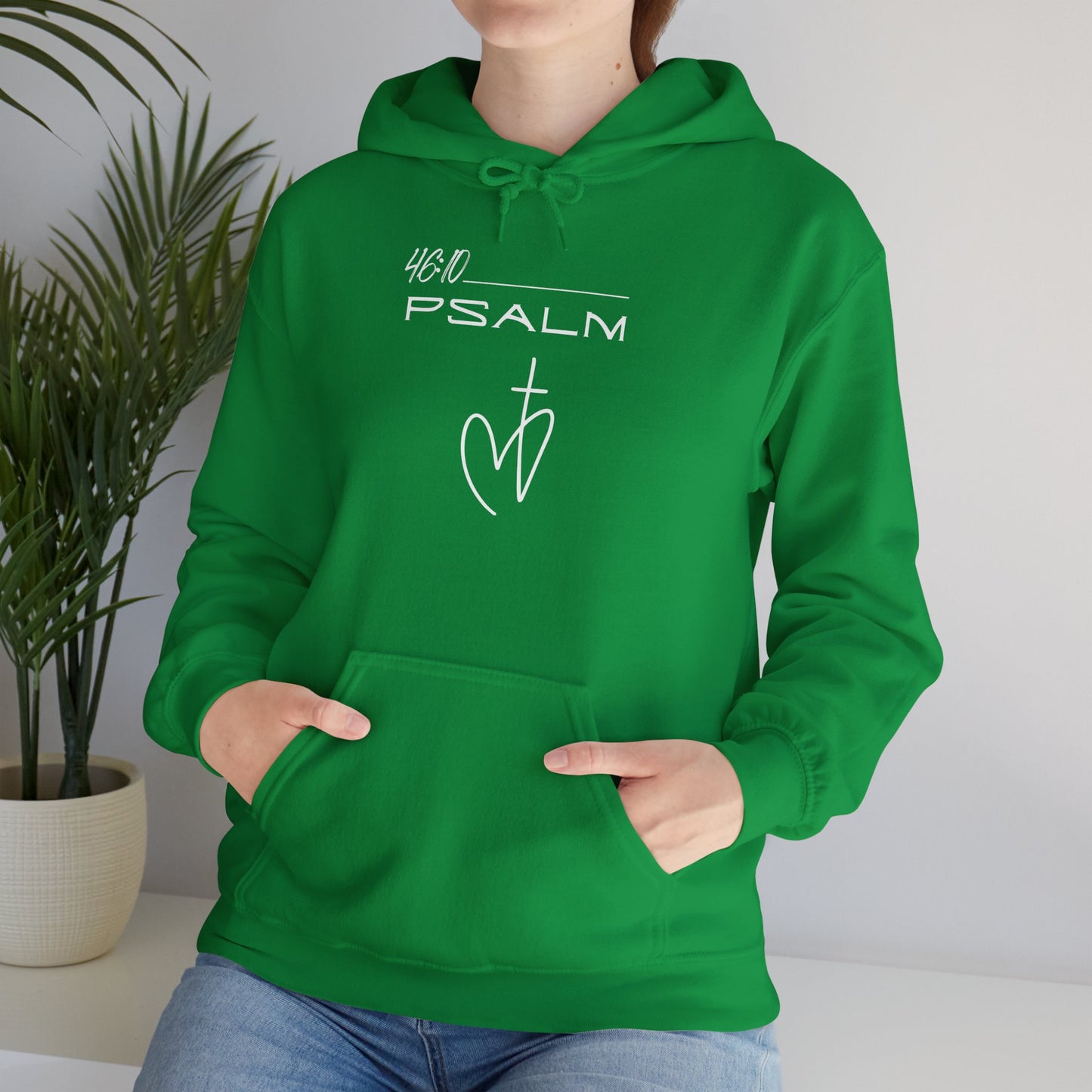 Psalm 46:10 w/ Full Scripture on Back Unisex Heavy Blend™ Hooded Sweatshirt