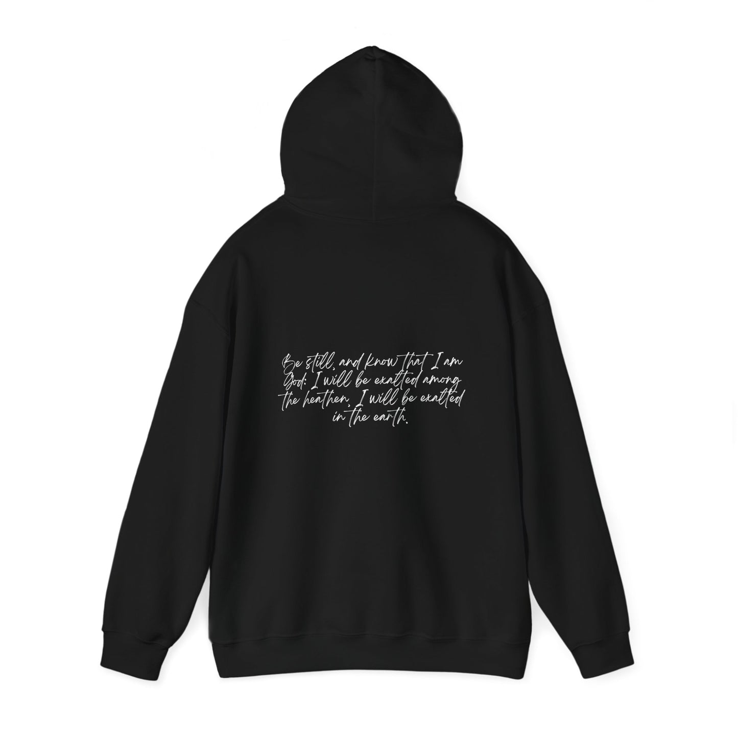 Psalm 46:10 w/ Full Scripture on Back Unisex Heavy Blend™ Hooded Sweatshirt