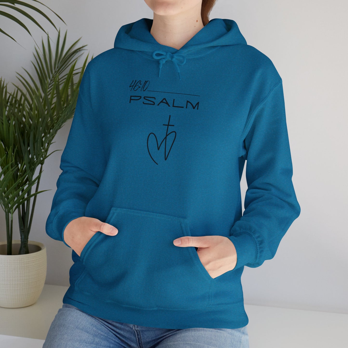 Psalm 46:10 w/ Full Scripture on Back Unisex Heavy Blend™ Hooded Sweatshirt