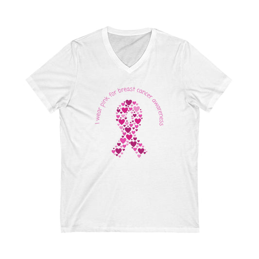 Breast Cancer Awareness Unisex Jersey Short Sleeve V-Neck Tee