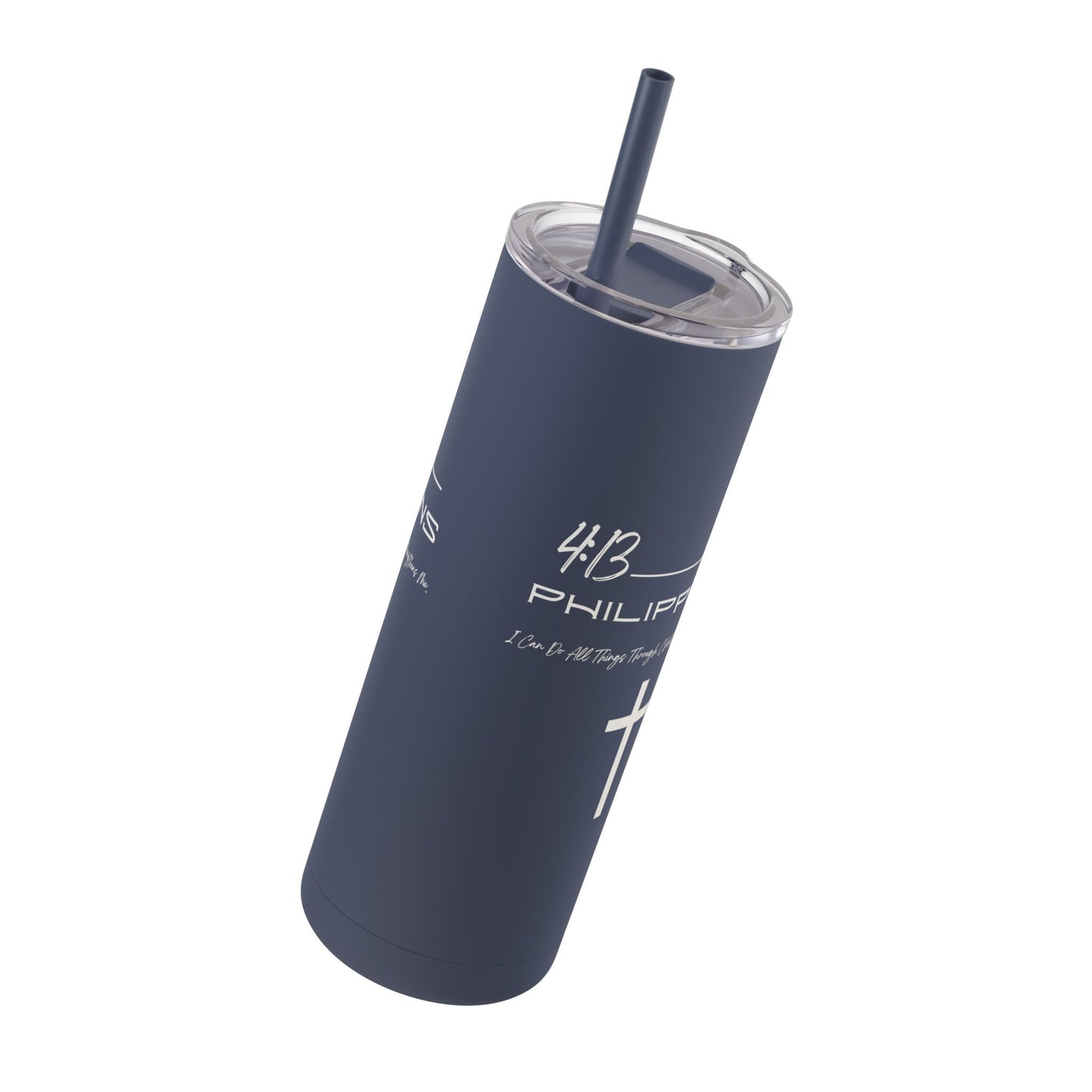 Philippians 4:13 Maars Maker Skinny Matte Tumbler, 20oz