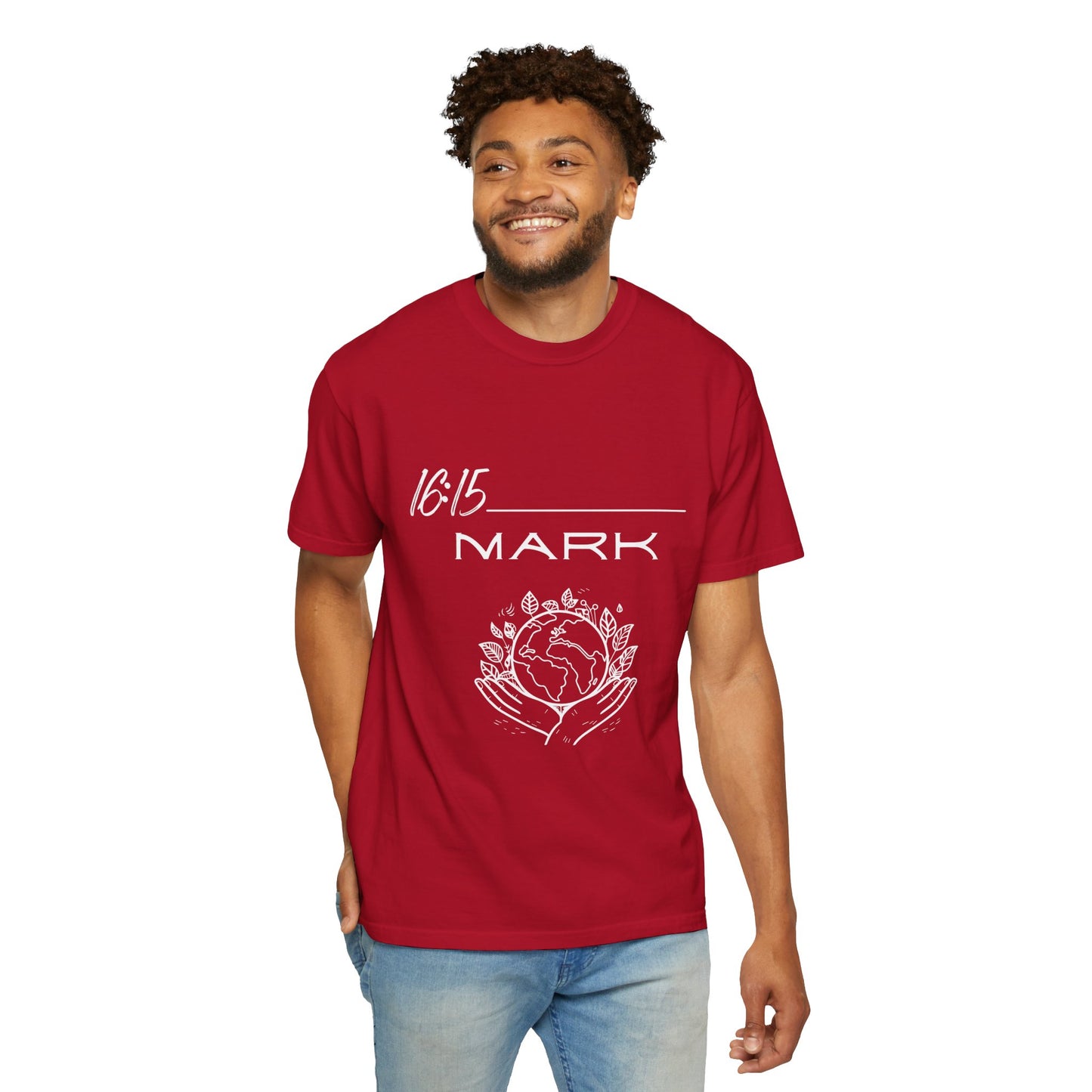 Mark 16:15 w/ Full Scripture on Back Unisex Garment-Dyed T-shirt