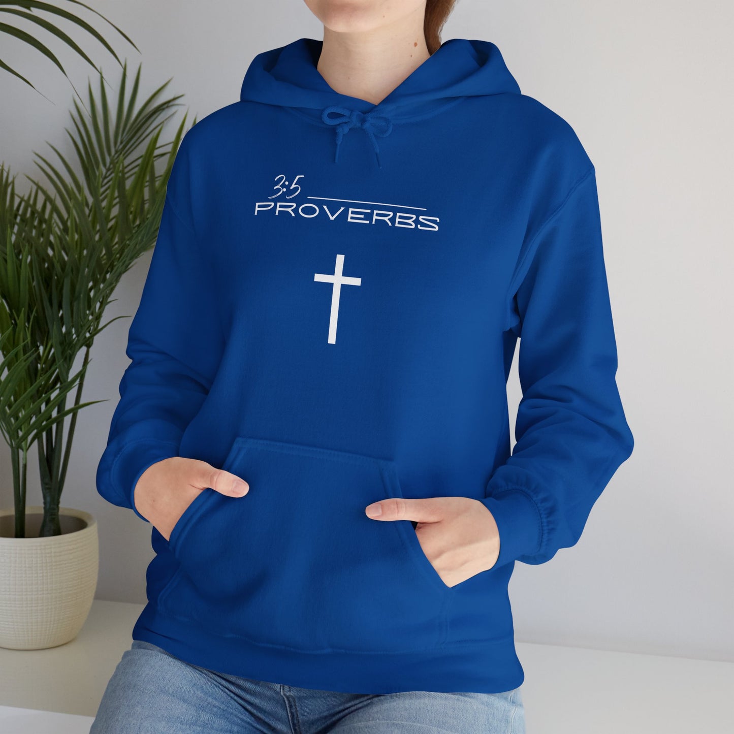 Proverbs 3:5 w/ Full Scripture On Back Unisex Heavy Blend™ Hooded Sweatshirt